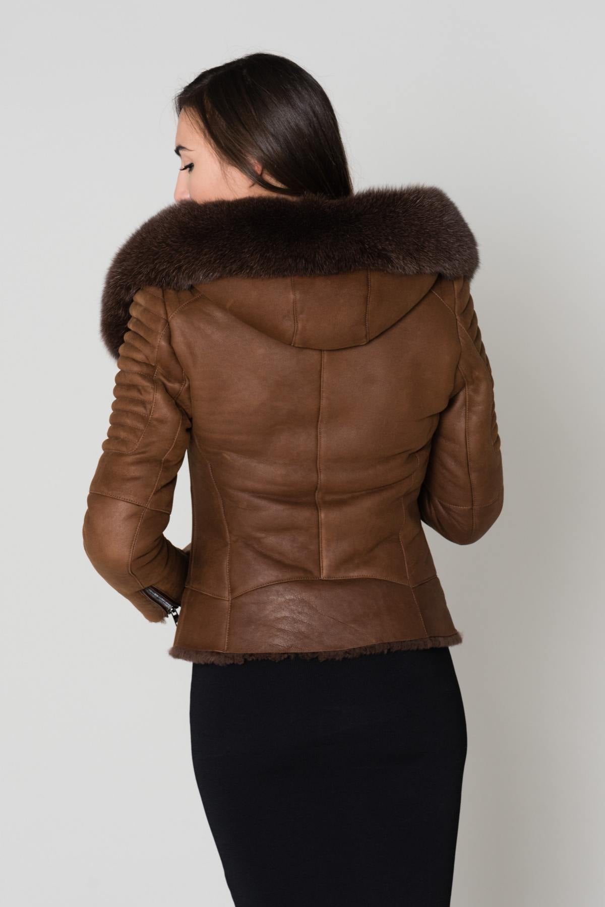  Brown sheepskin leather jacket - Image n°3