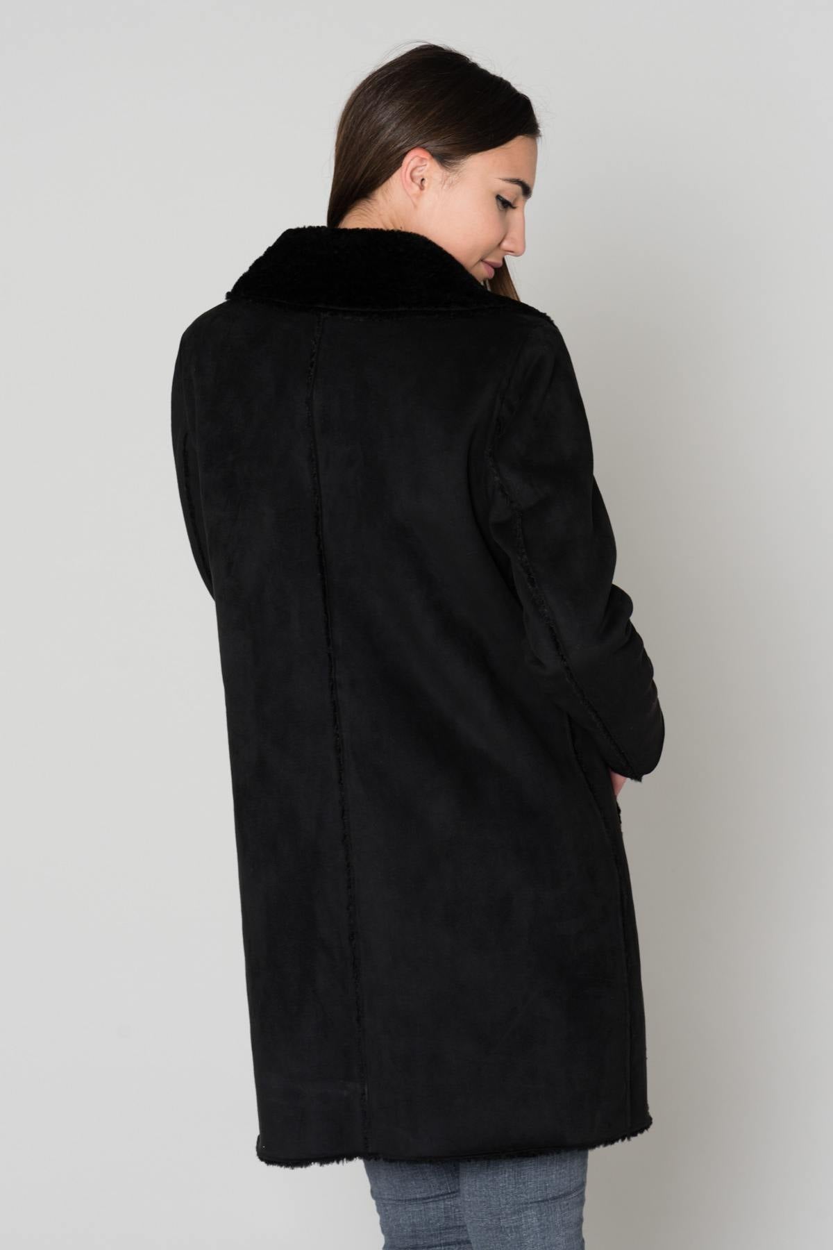 Women's black mid-length jacket - Image n°6