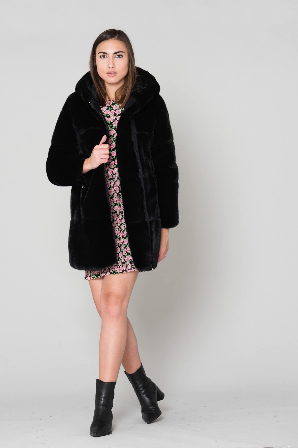 Women's black faux fur - Image n°2