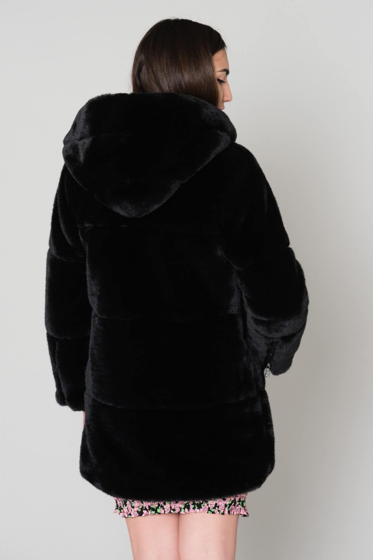 Women's black faux fur - Image n°4