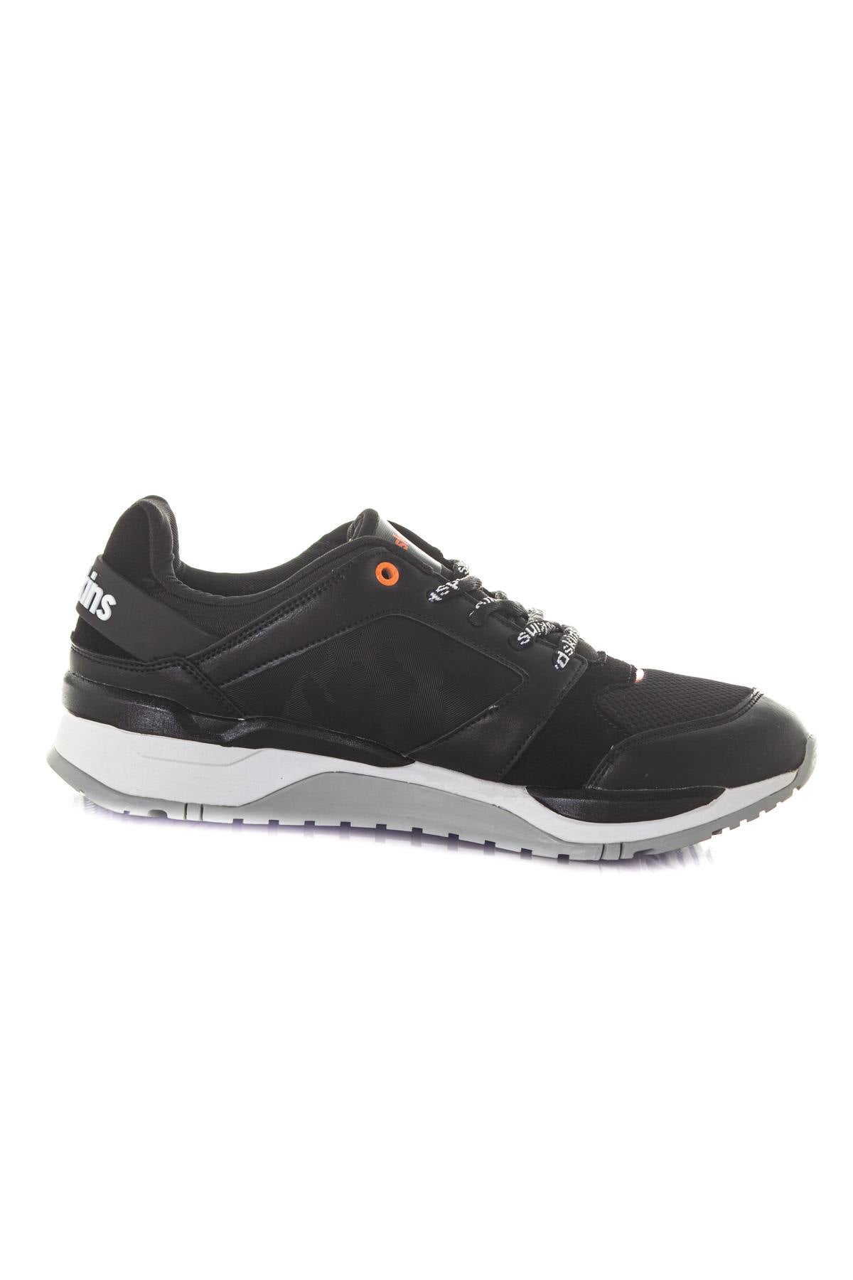 Men's black orange textile sneakers - Image n°2