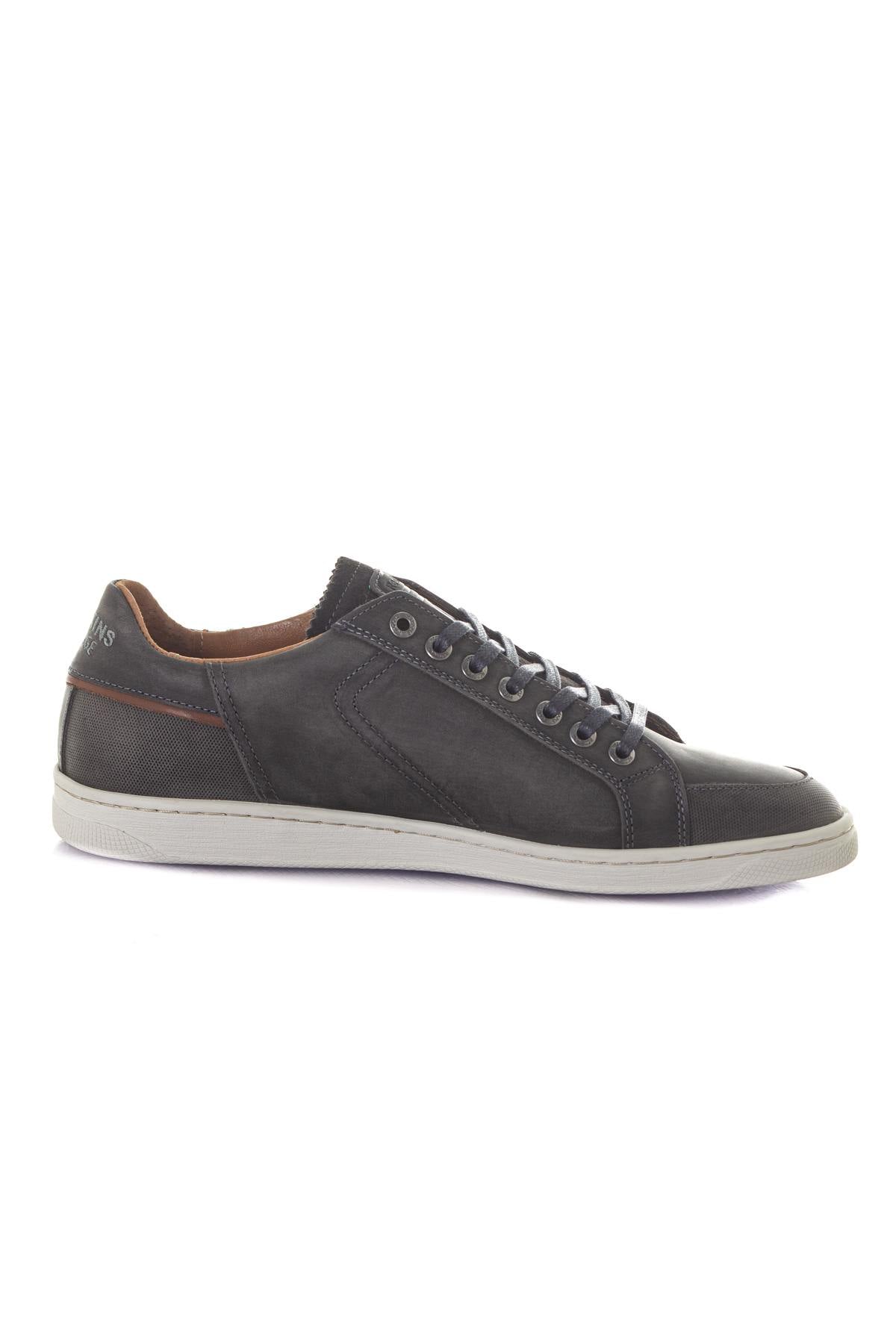 Gray and cognac leather sneakers - Image n°2