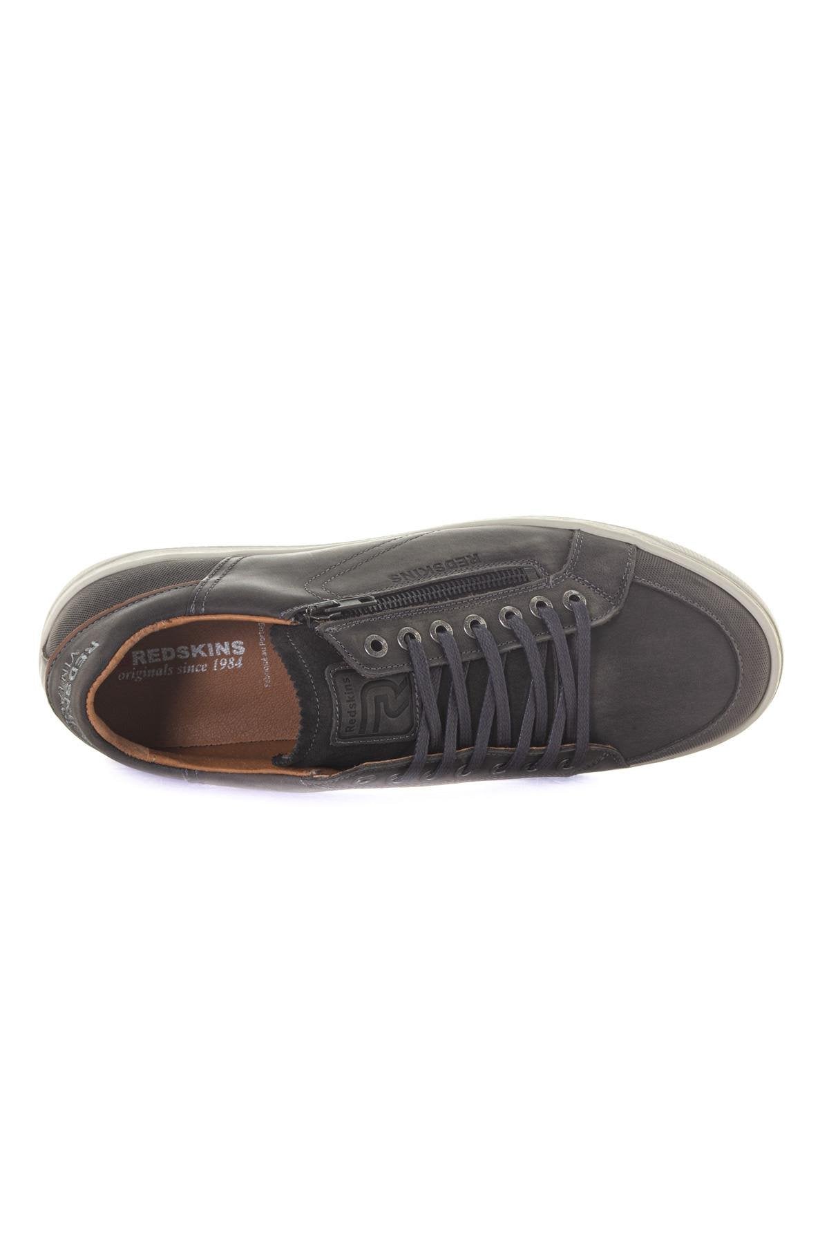 Gray and cognac leather sneakers - Image n°3