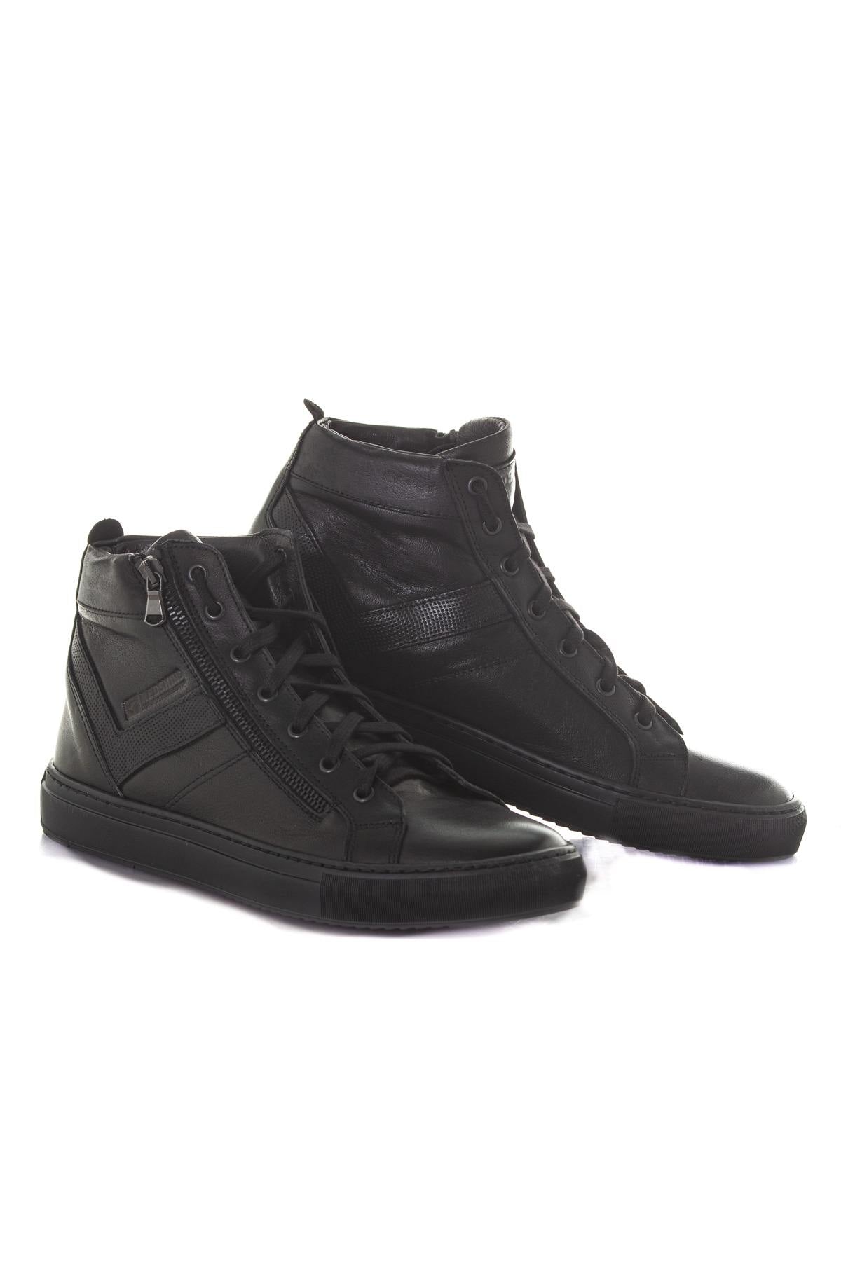 High-top leather sneakers - Image n°1