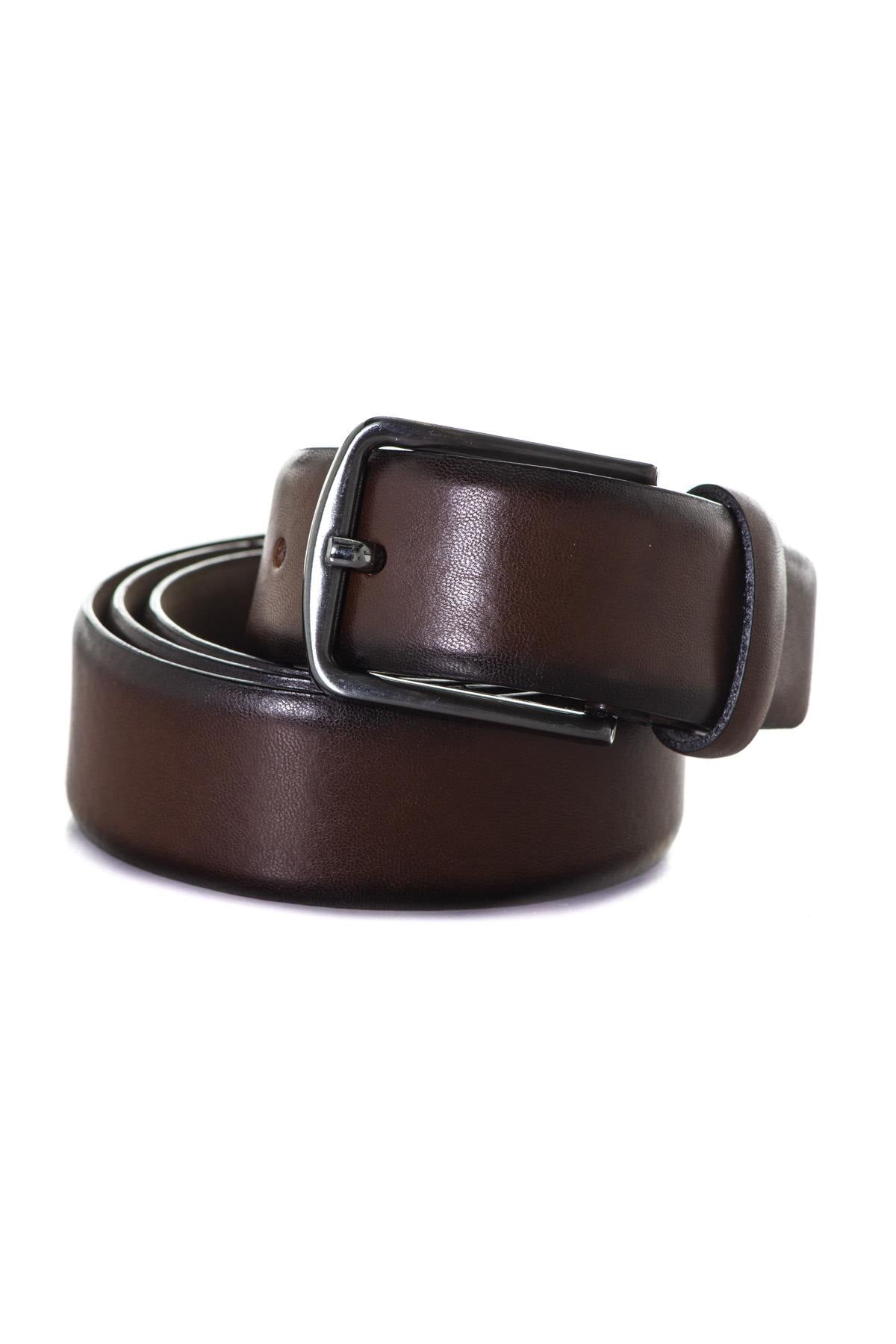 Brown leather belt - Image n°1