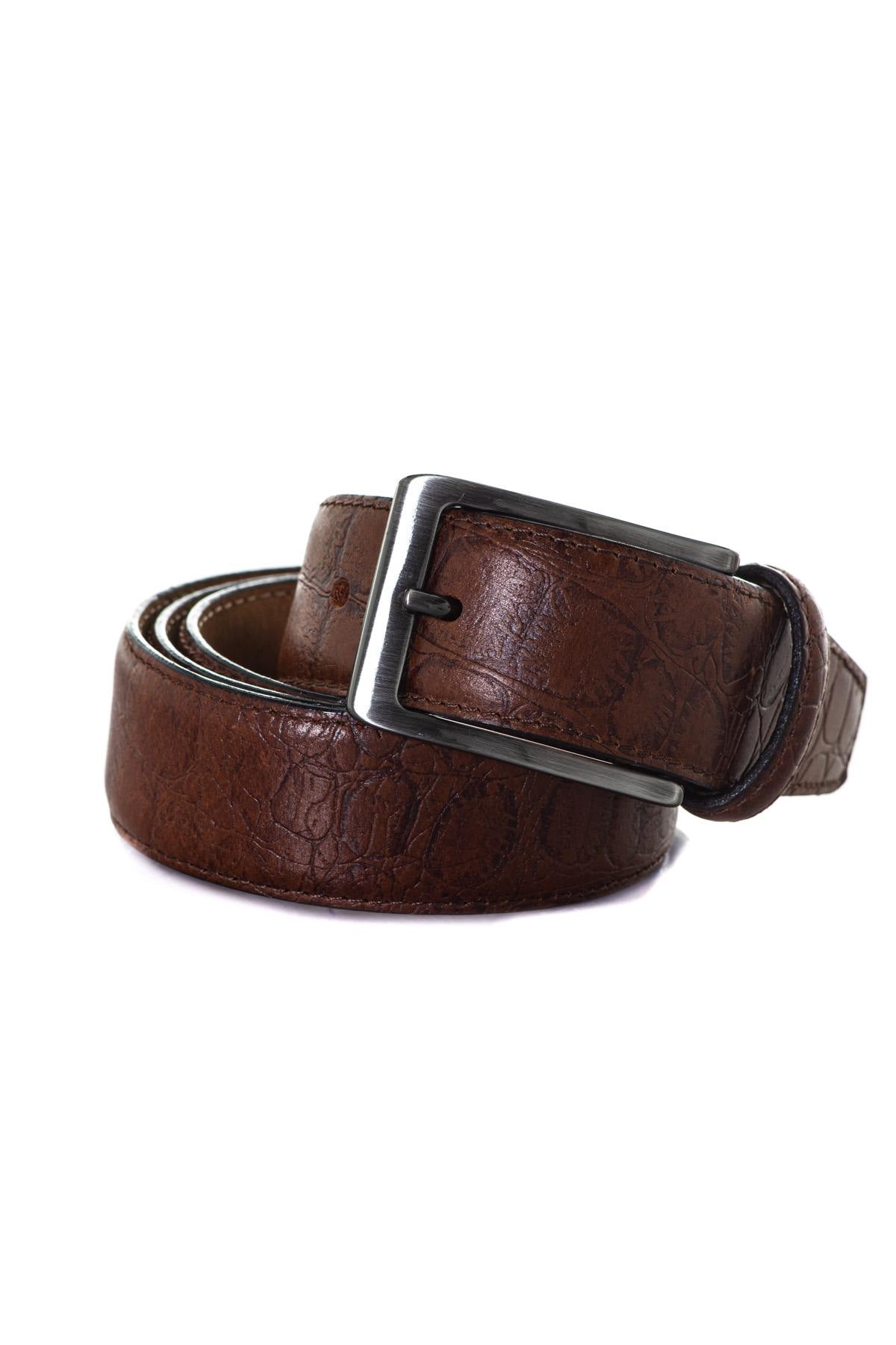 Men's brown leather belt - Image n°1