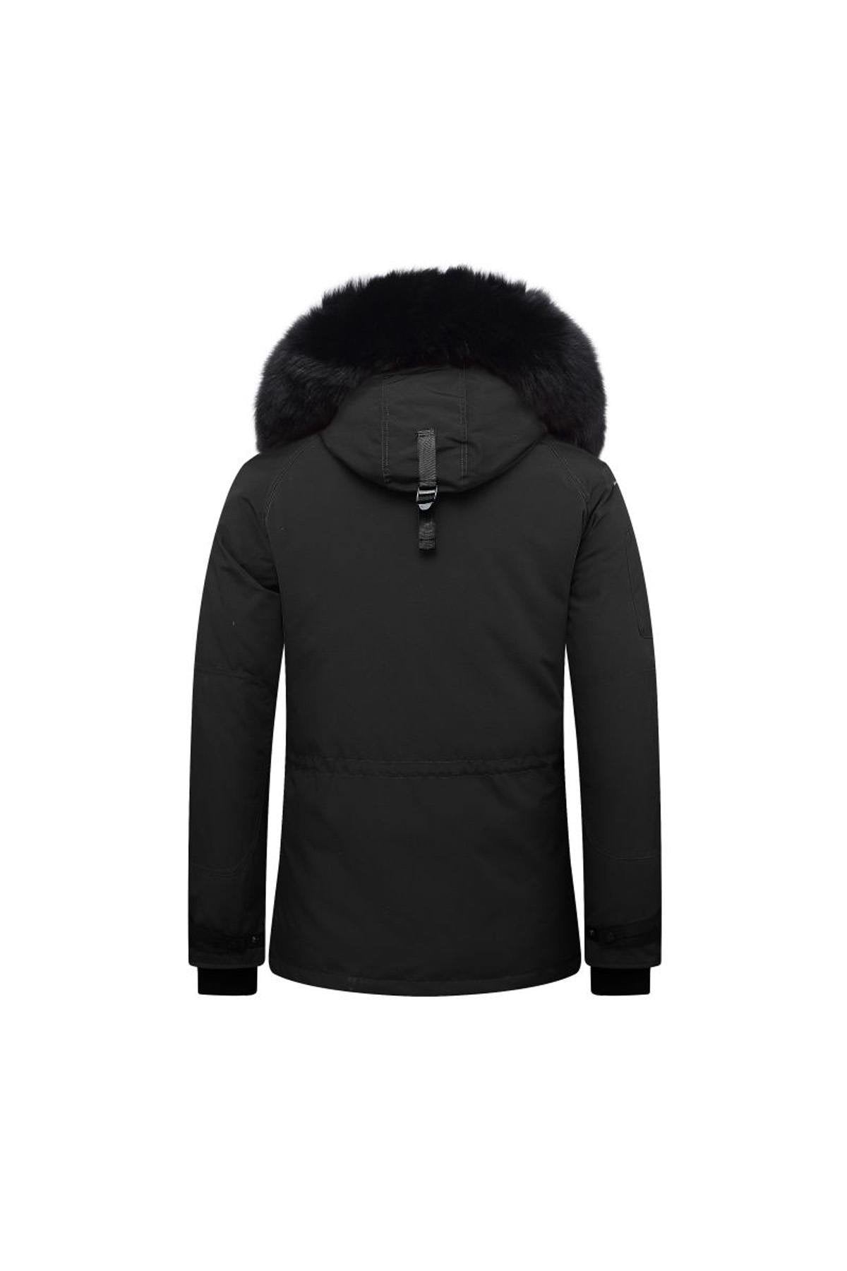 Black heated coat with fur - Image n°10