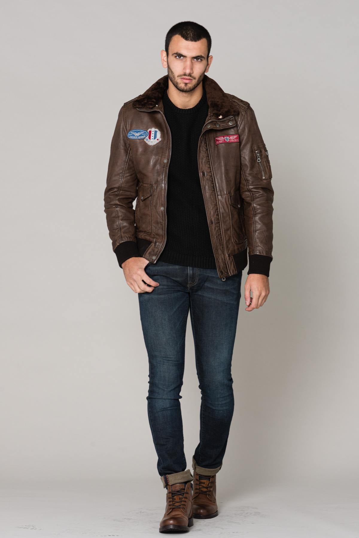 Brown vegetable-tanned bomber jacket - Image n°2