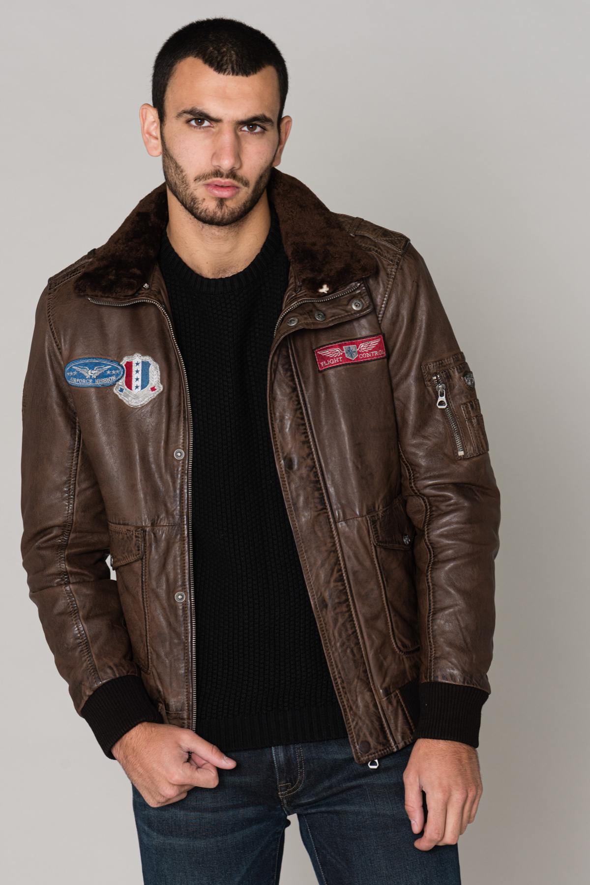 Brown vegetable-tanned bomber jacket - Image n°1