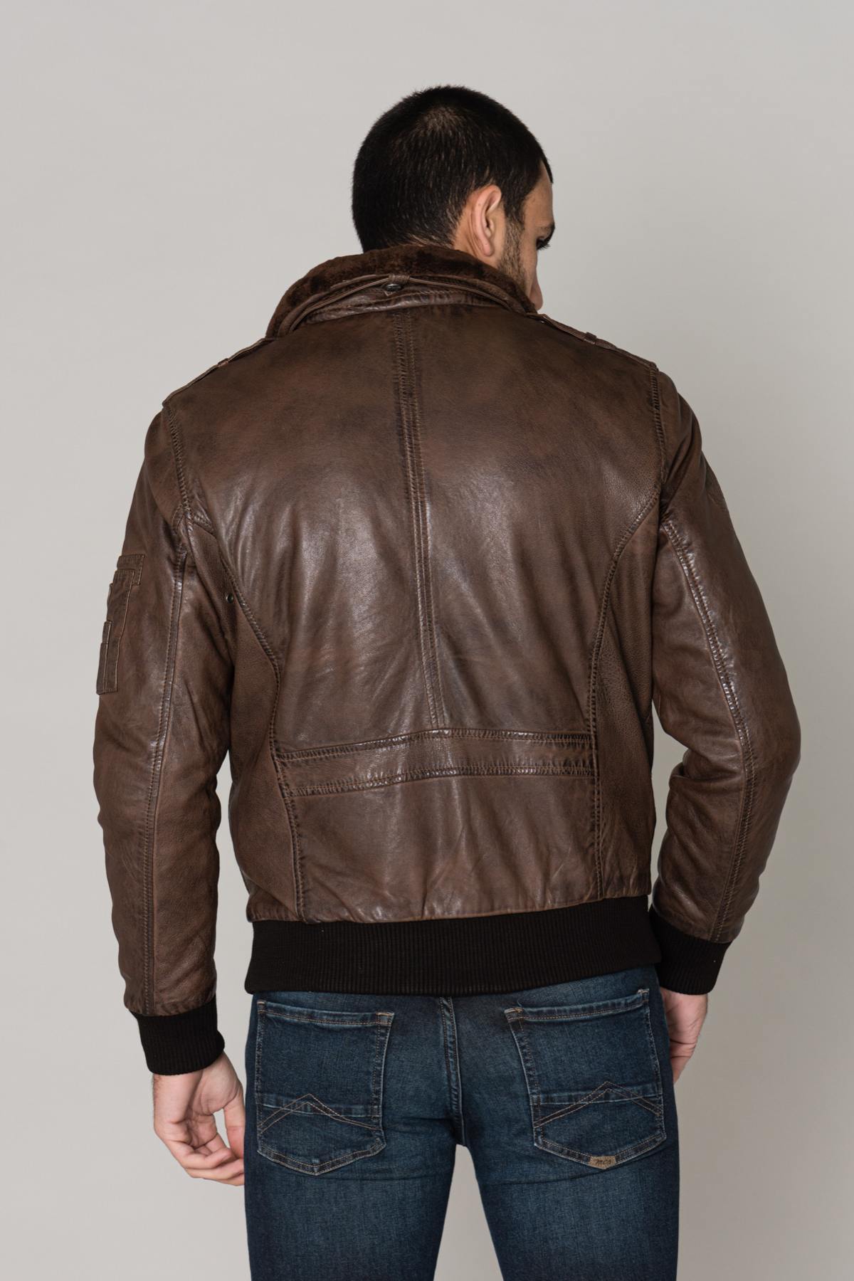 Brown vegetable-tanned bomber jacket - Image n°5