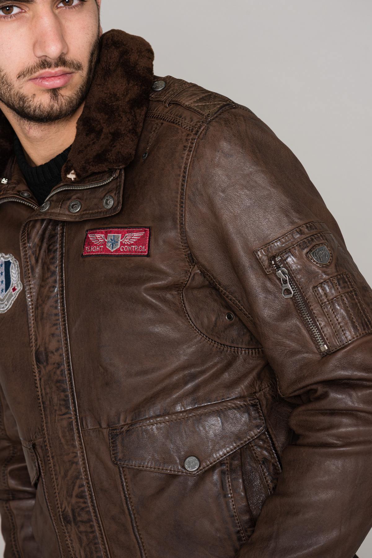 Brown vegetable-tanned bomber jacket - Image n°7