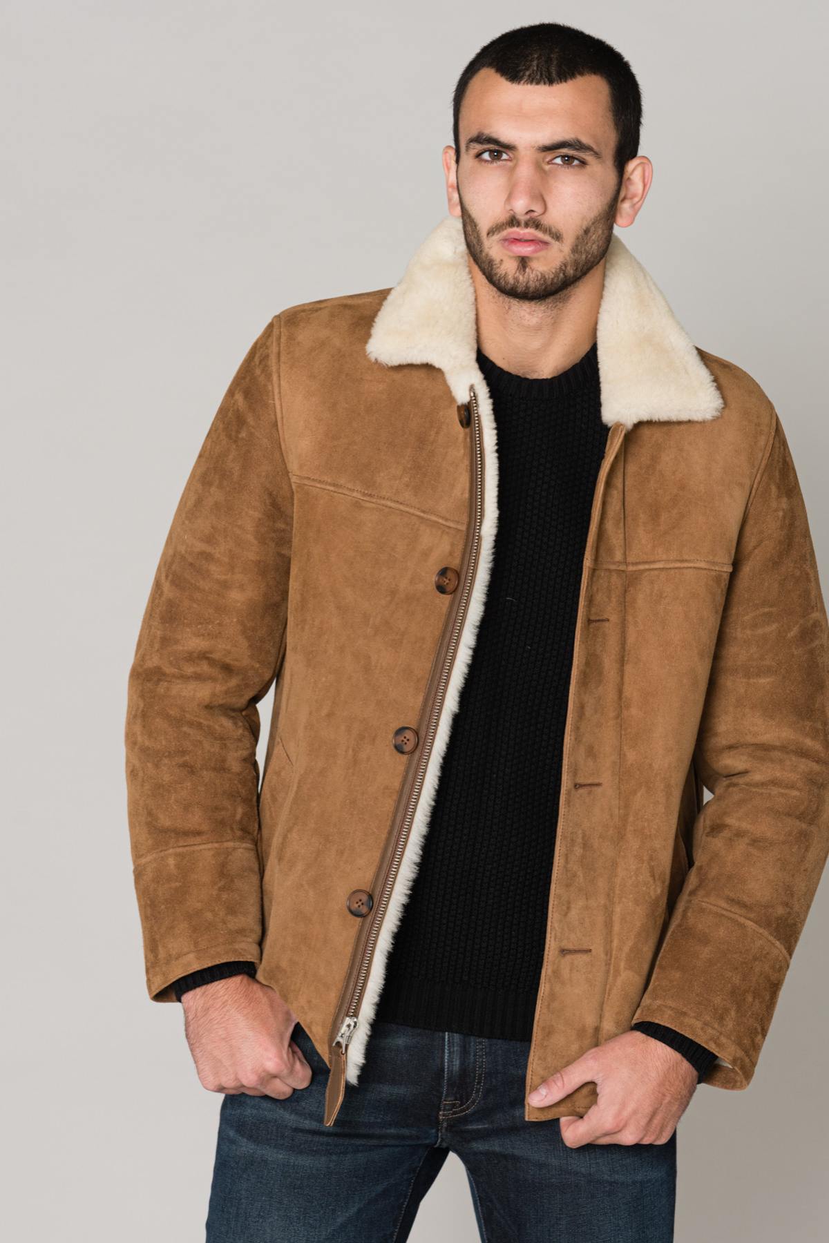 Brown shearling jacket - Image n°1