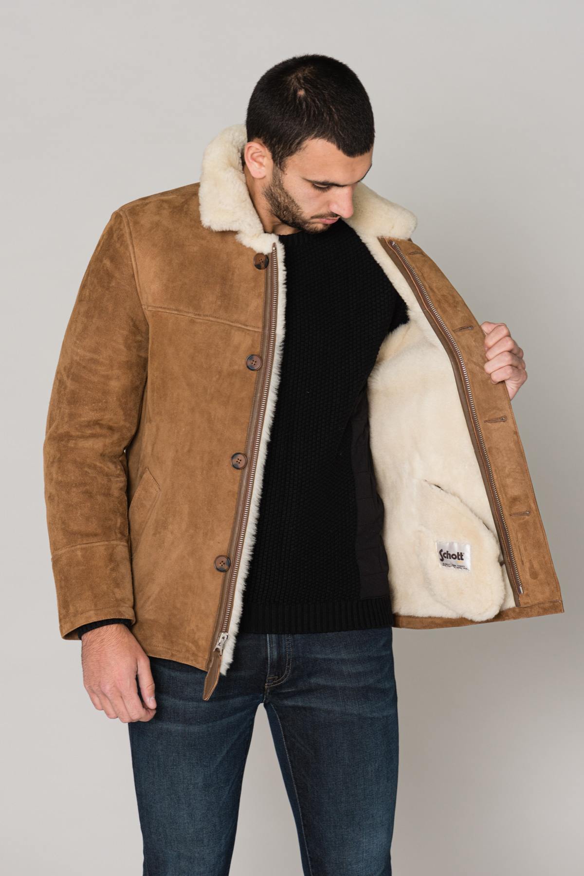 Brown shearling jacket - Image n°6