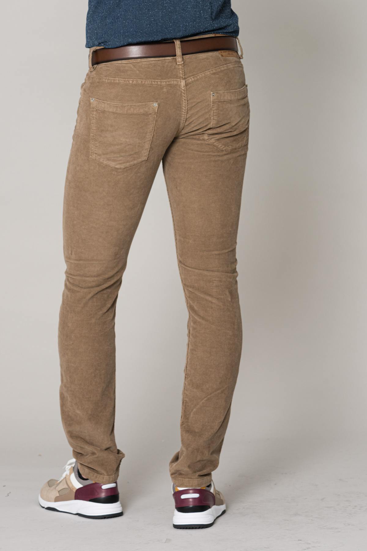 Men's dark beige velvet pants - Image n°2