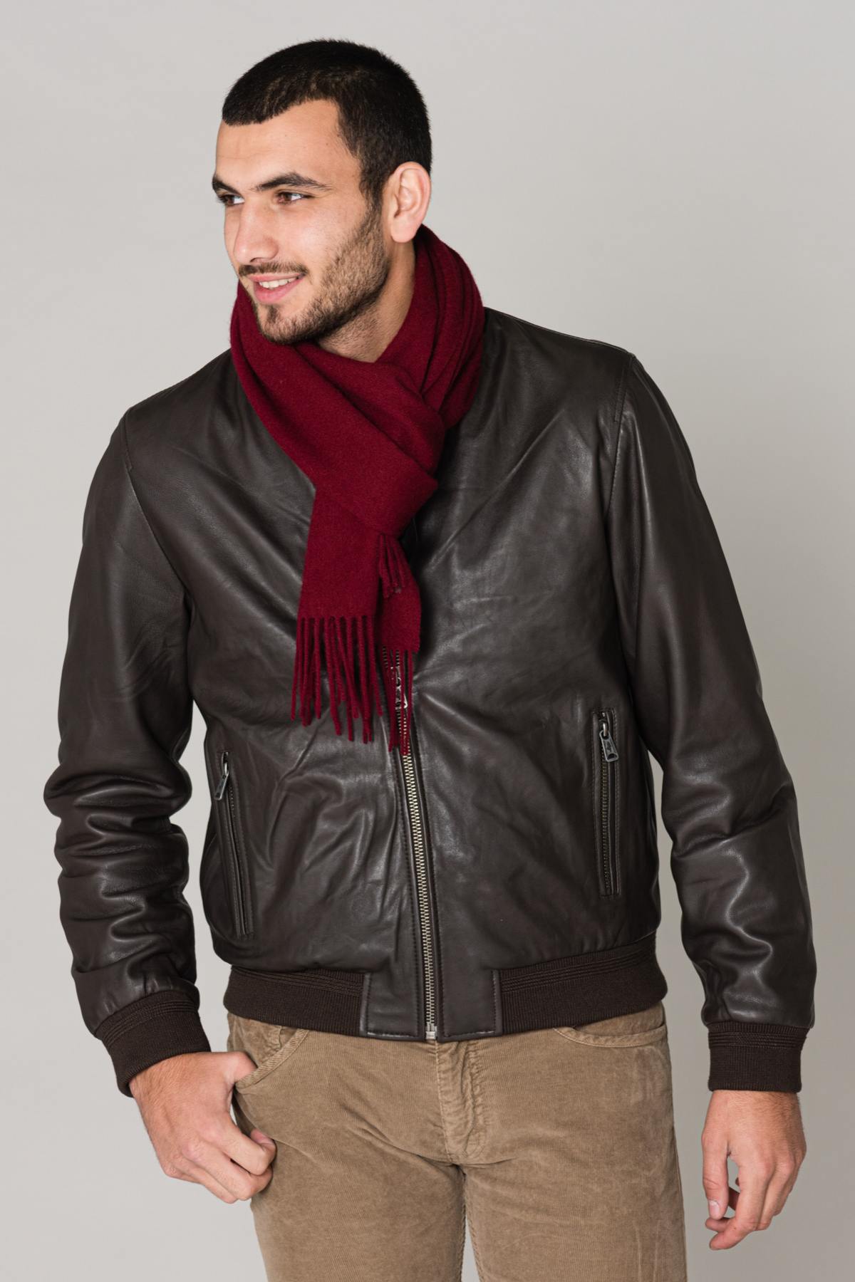  Men's burgundy scarf - Image n°2