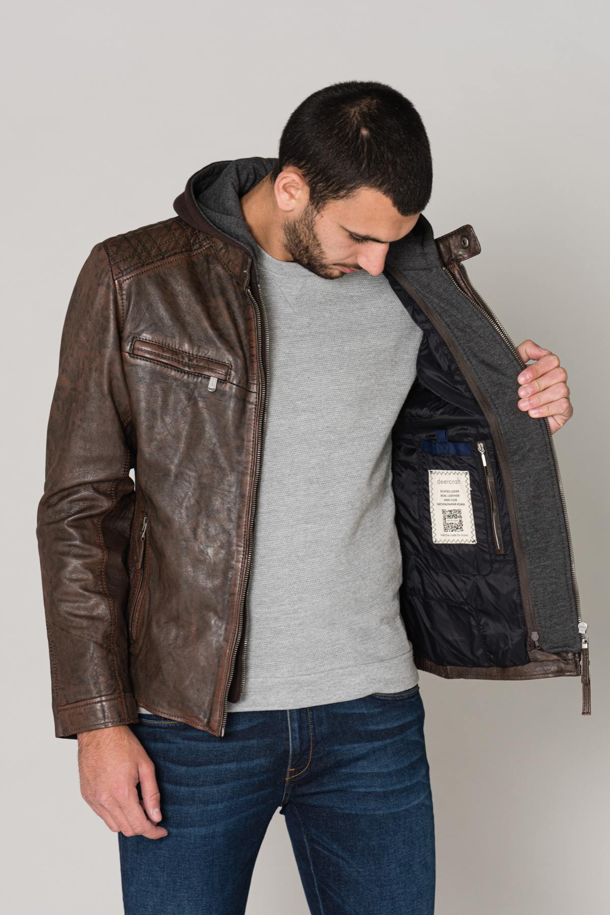 Men's brown sheepskin leather jacket - Image n°4