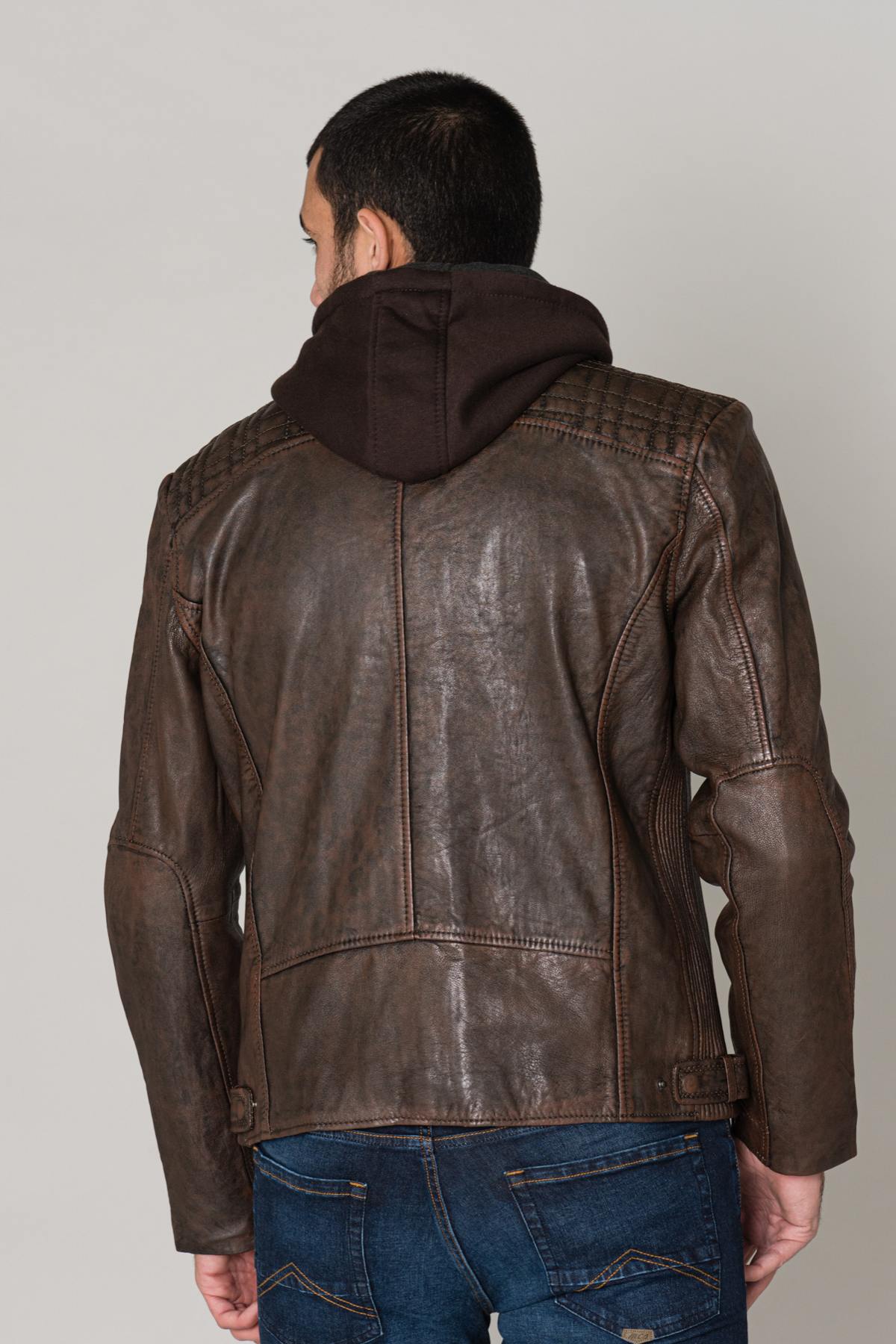 Men's brown sheepskin leather jacket - Image n°5