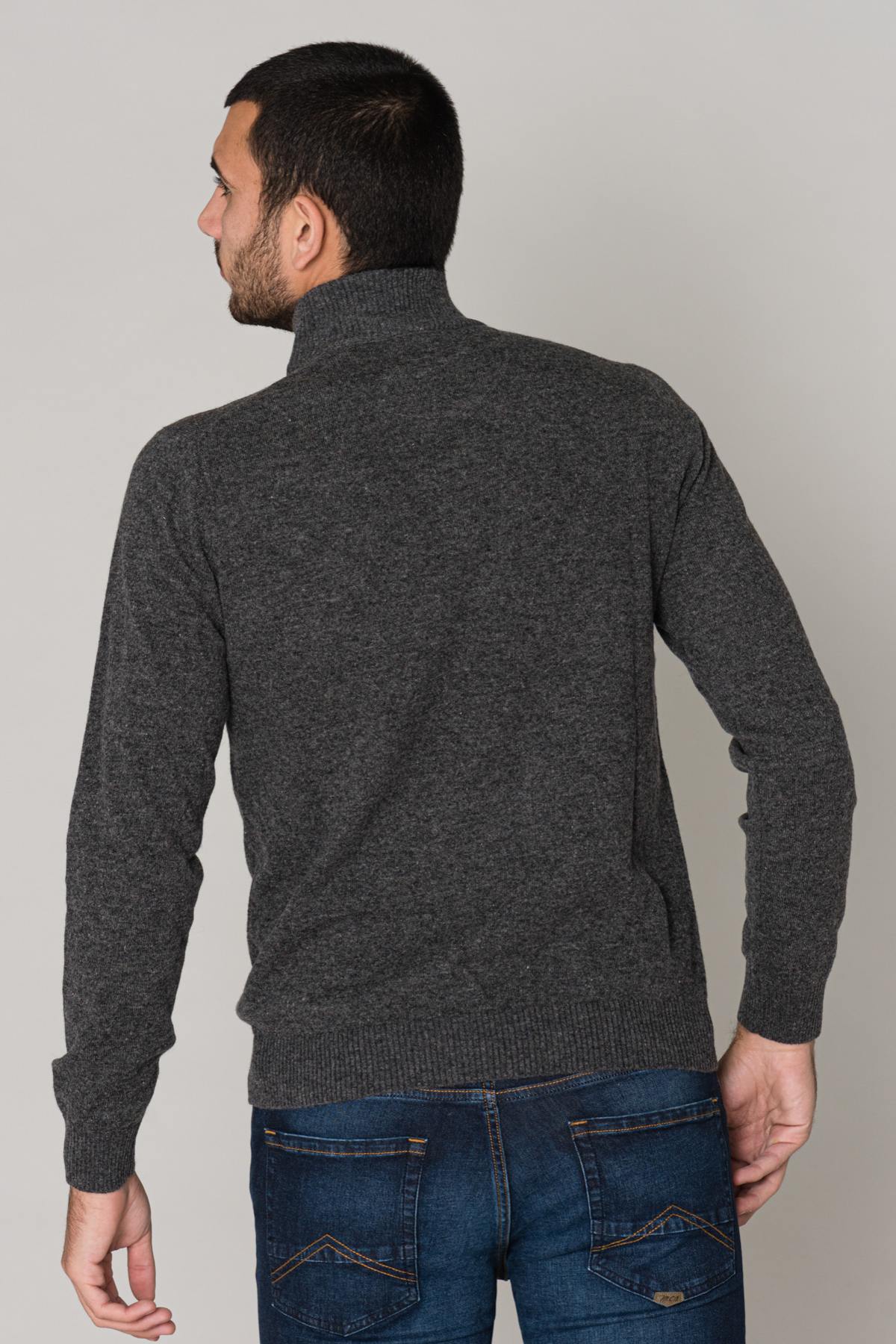 Men's gray half-zip sweater - Image n°4