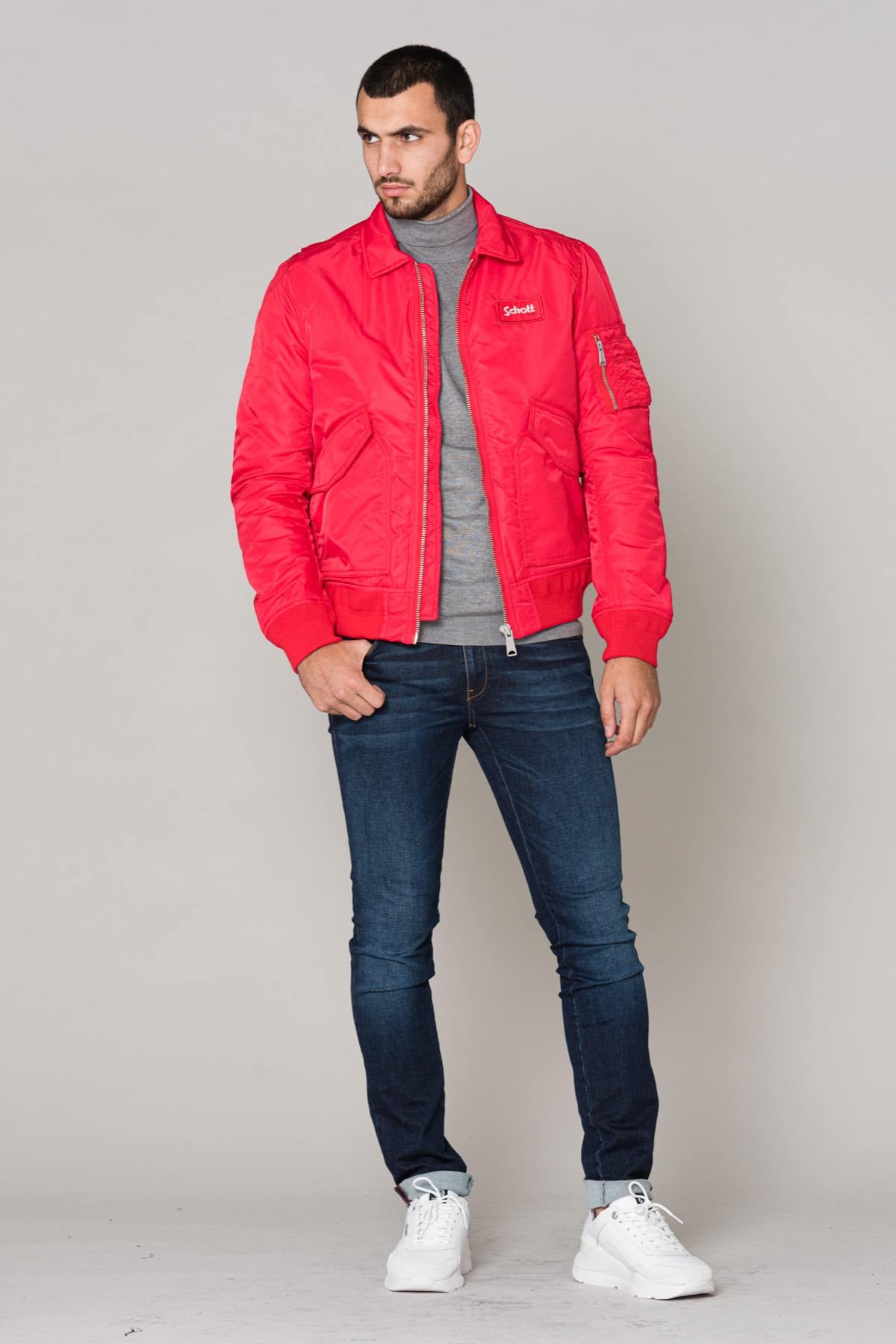 Men's red bomber style jacket - Image n°2