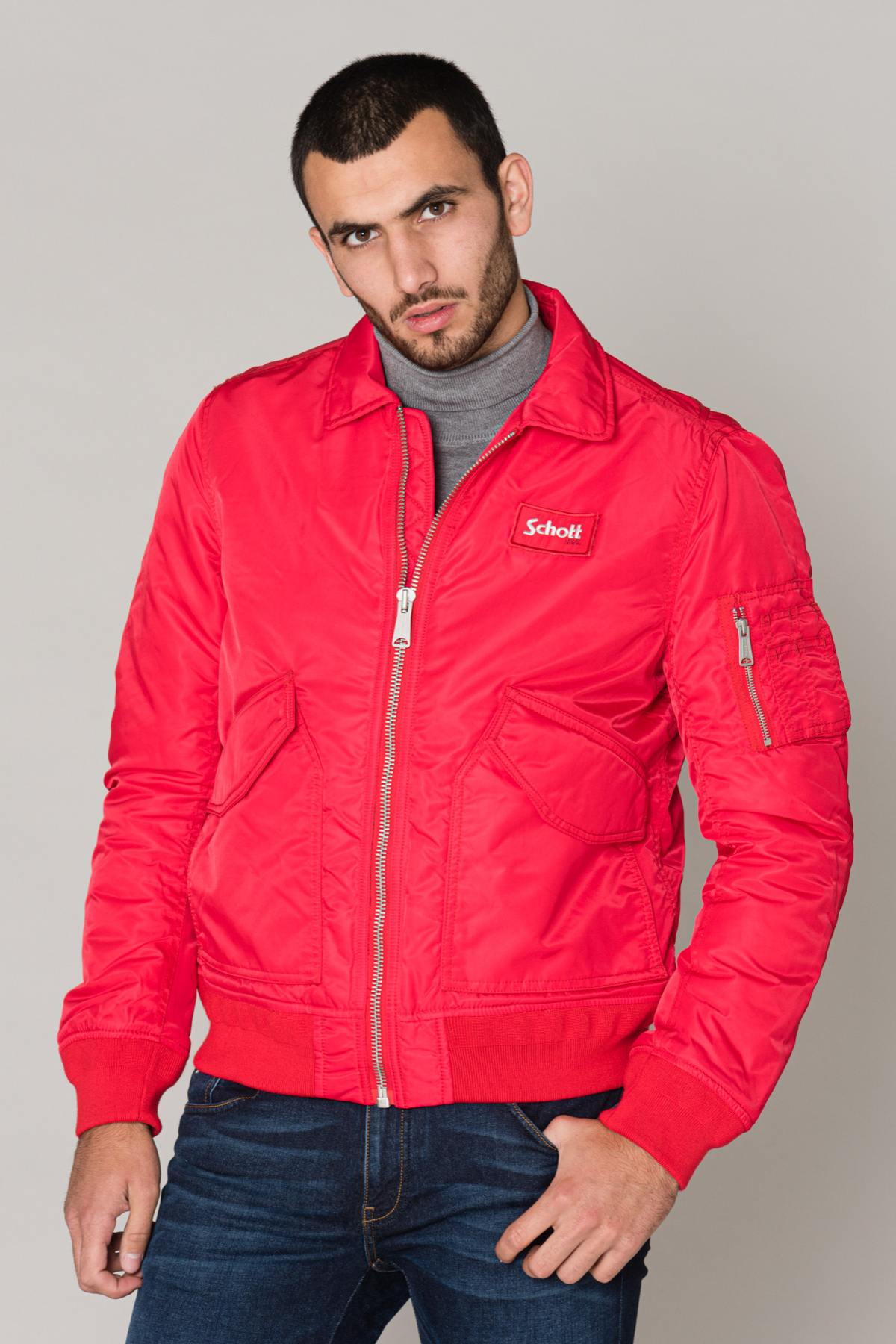 Men's red bomber style jacket - Image n°3