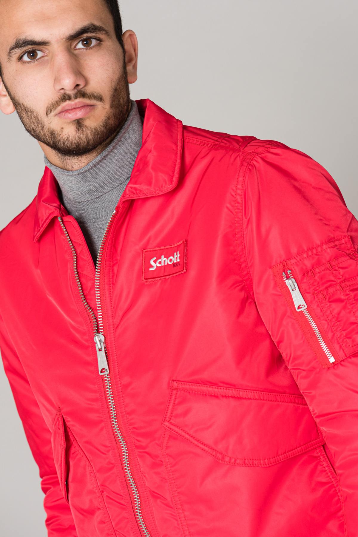 Men's red bomber style jacket - Image n°6