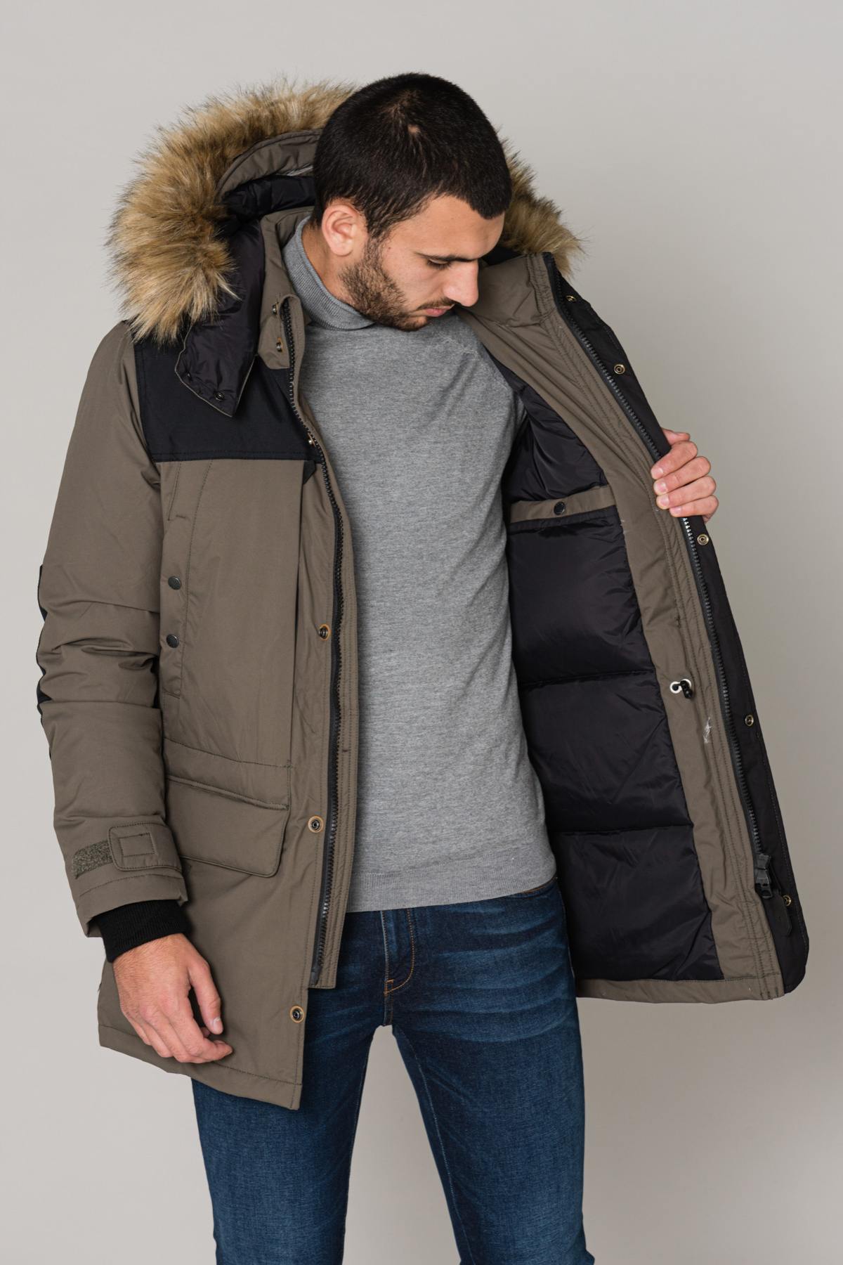 Men's black khaki parka - Image n°4