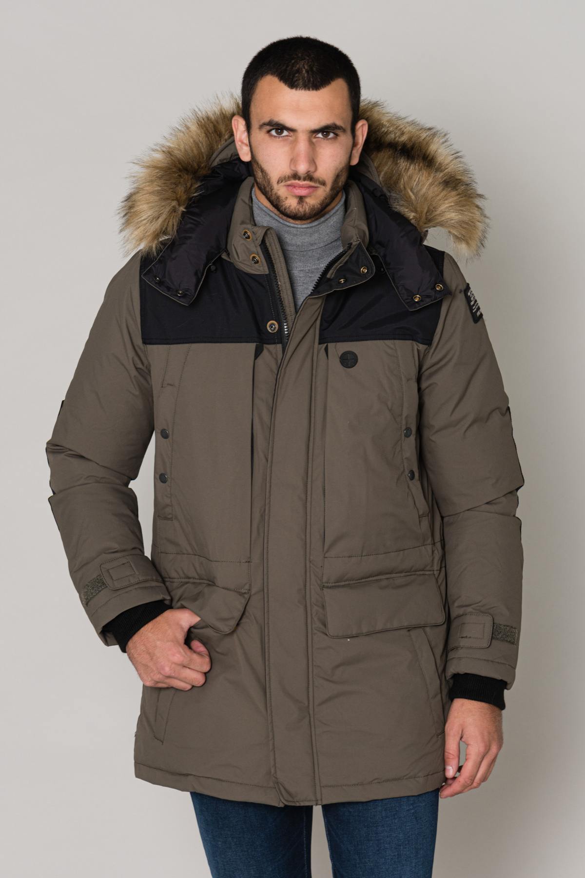 Men's black khaki parka - Image n°3