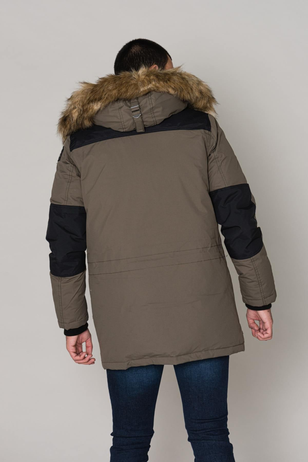 Men's black khaki parka - Image n°5