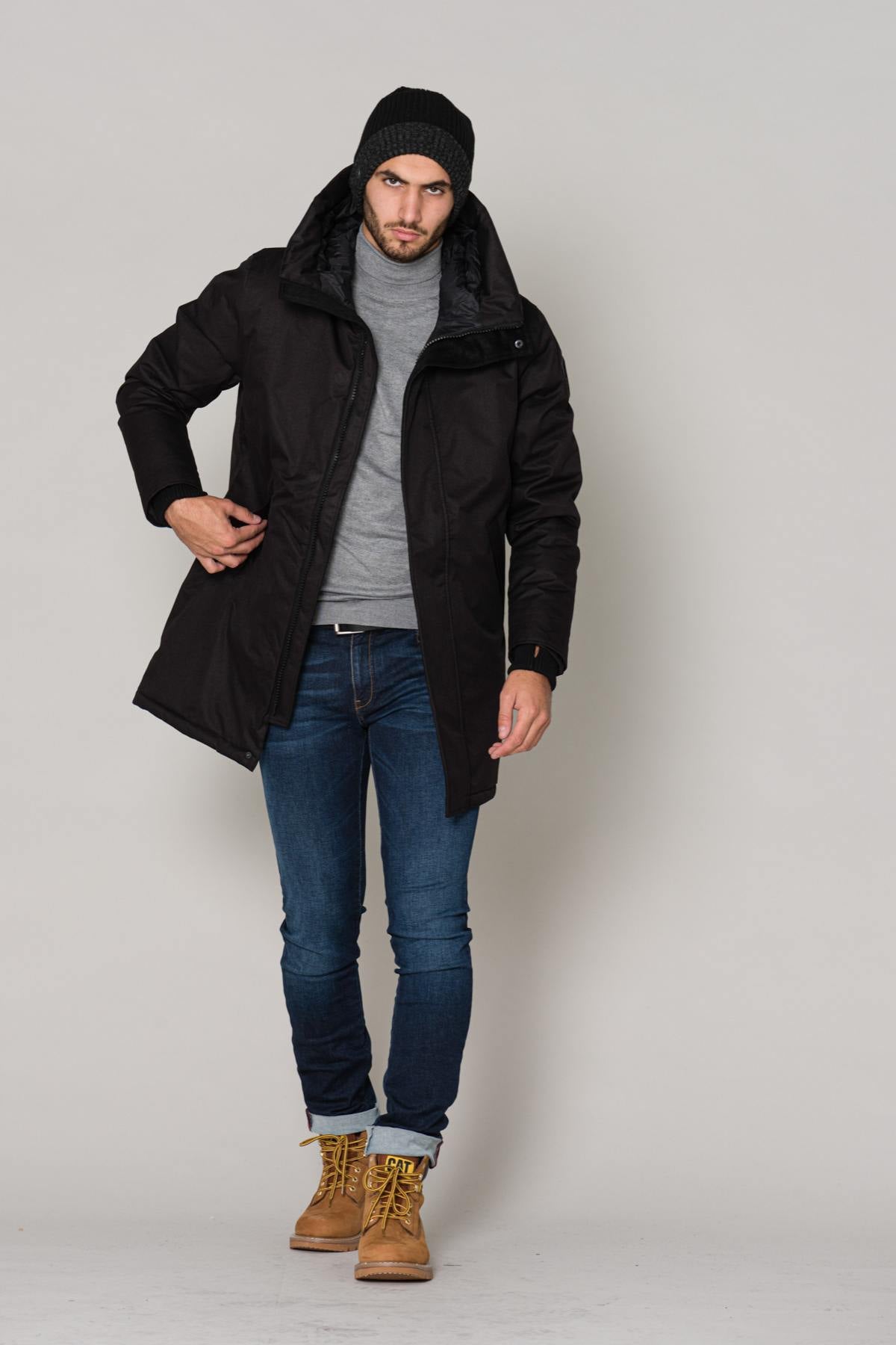 Men's chic black parka - Image n°2