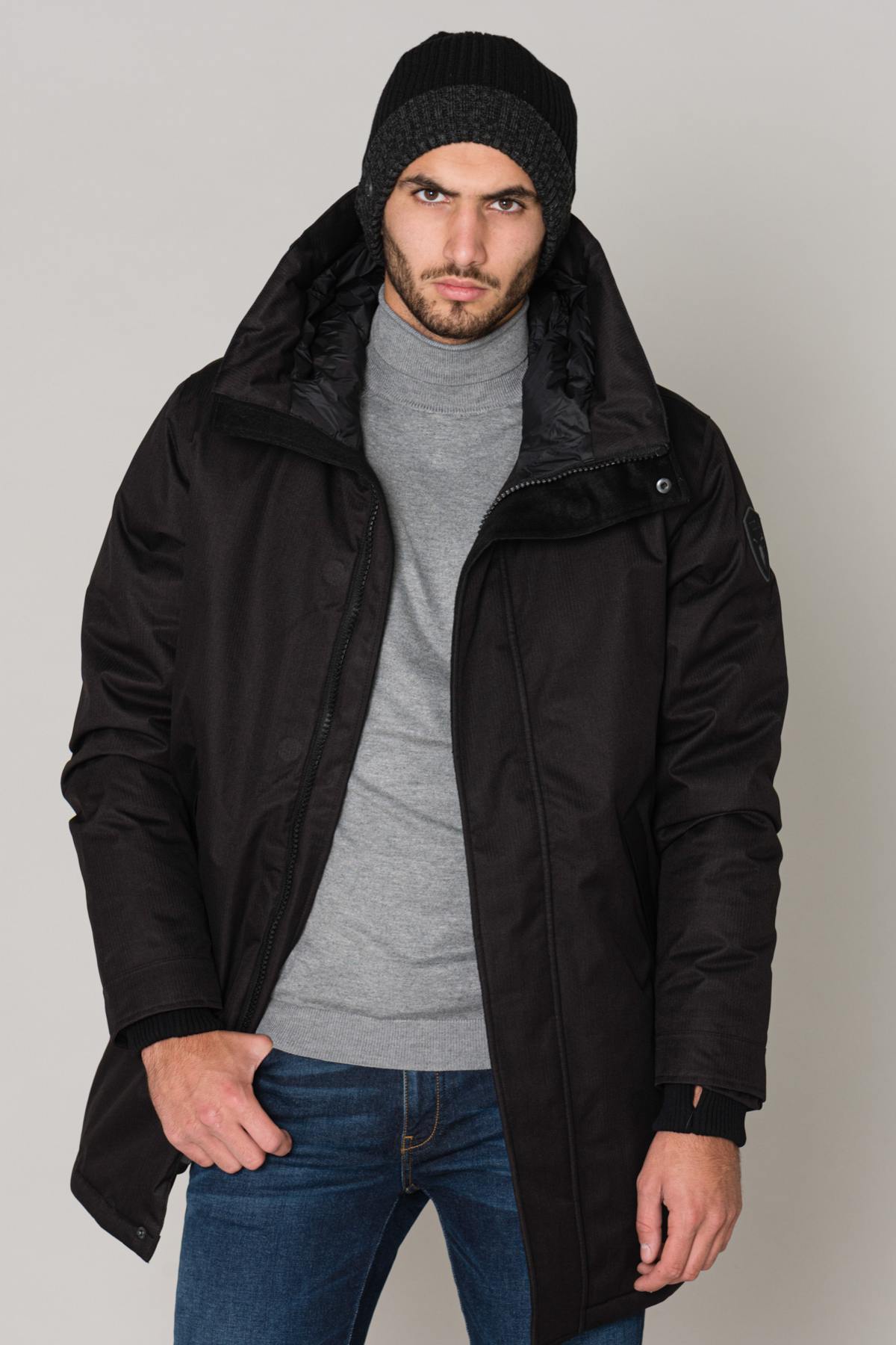 Men's chic black parka - Image n°1