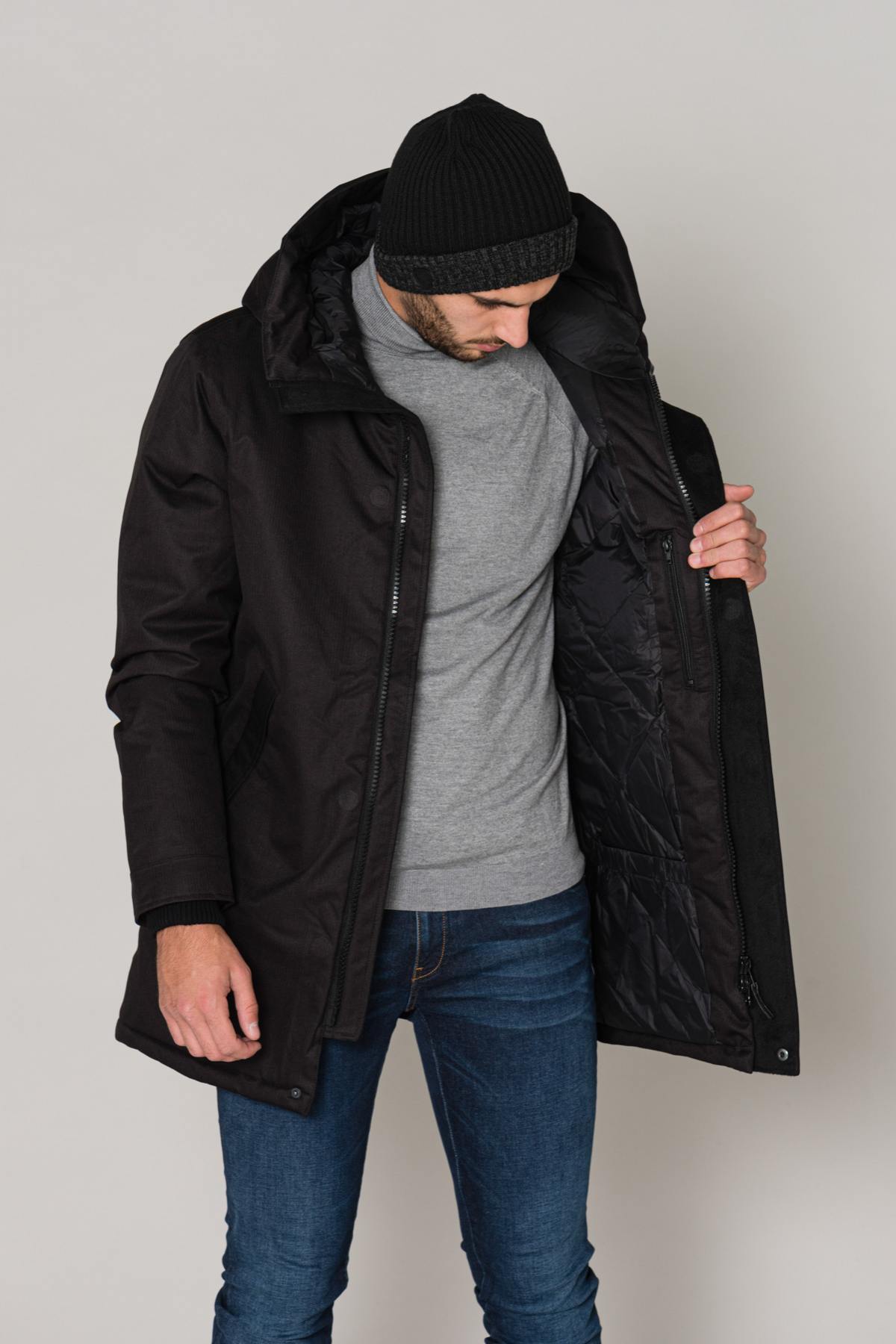 Men's chic black parka - Image n°5