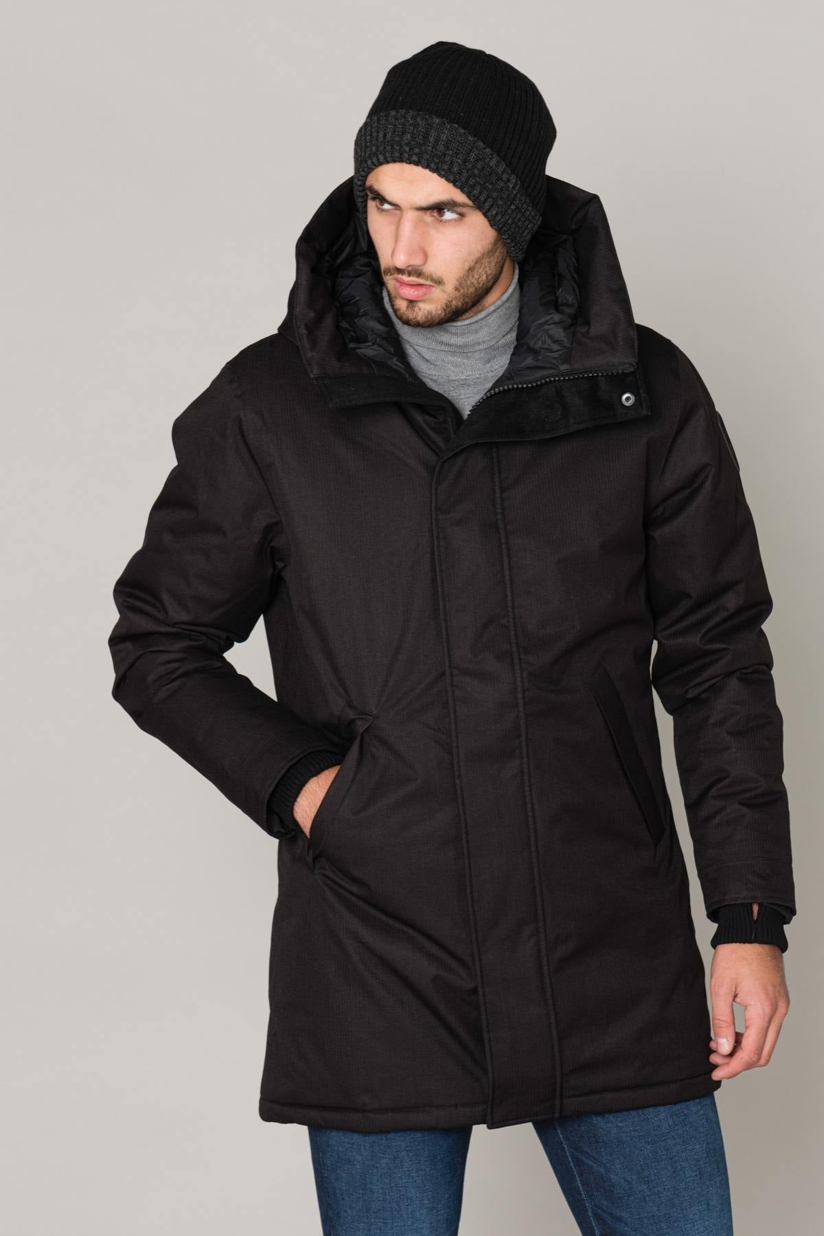 Men's chic black parka - Image n°3