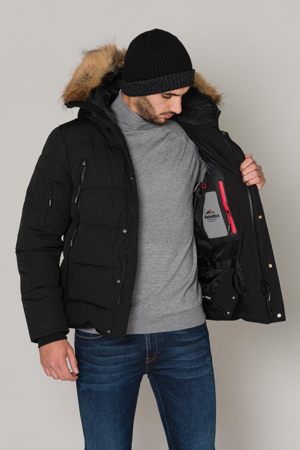 Men's parka with fur hood - Image n°4