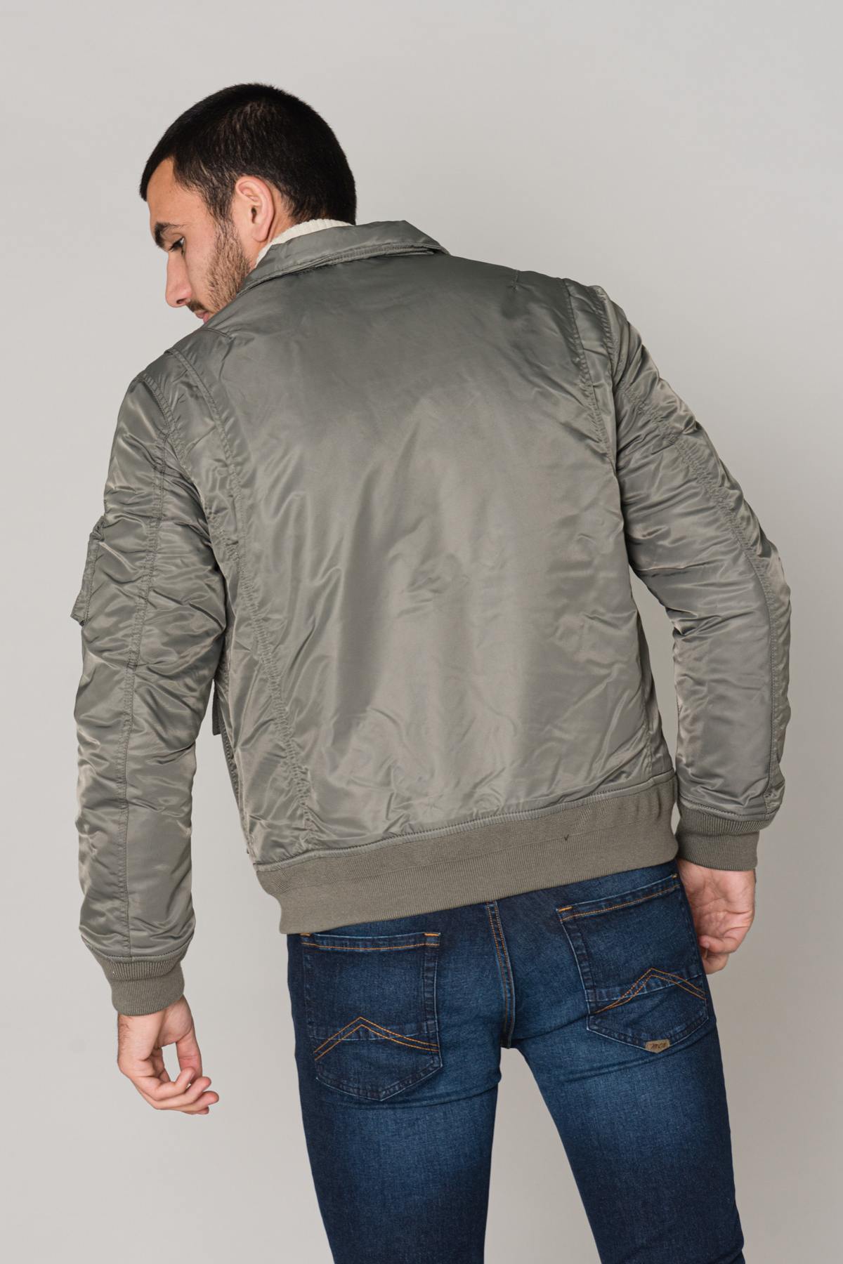 Gray jacket with shirt collar - Image n°5