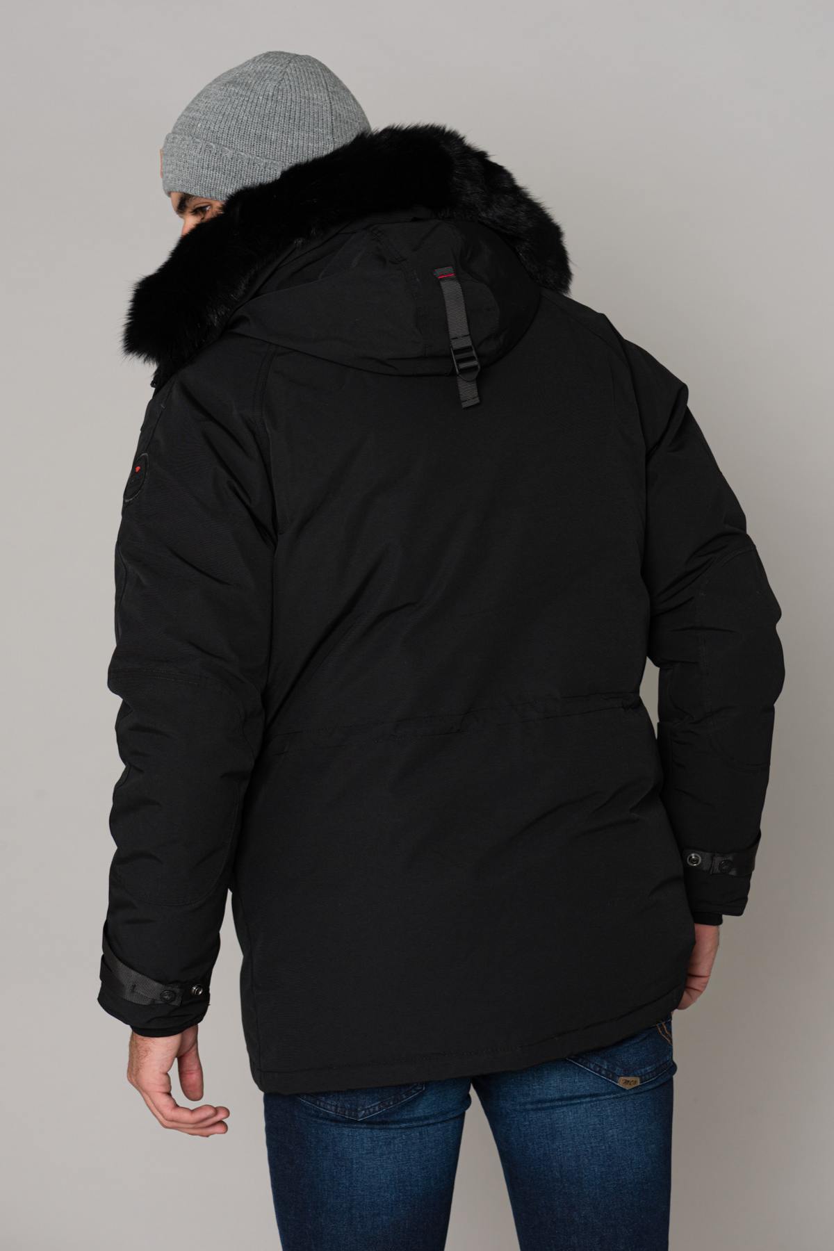 Black heated coat with fur - Image n°7