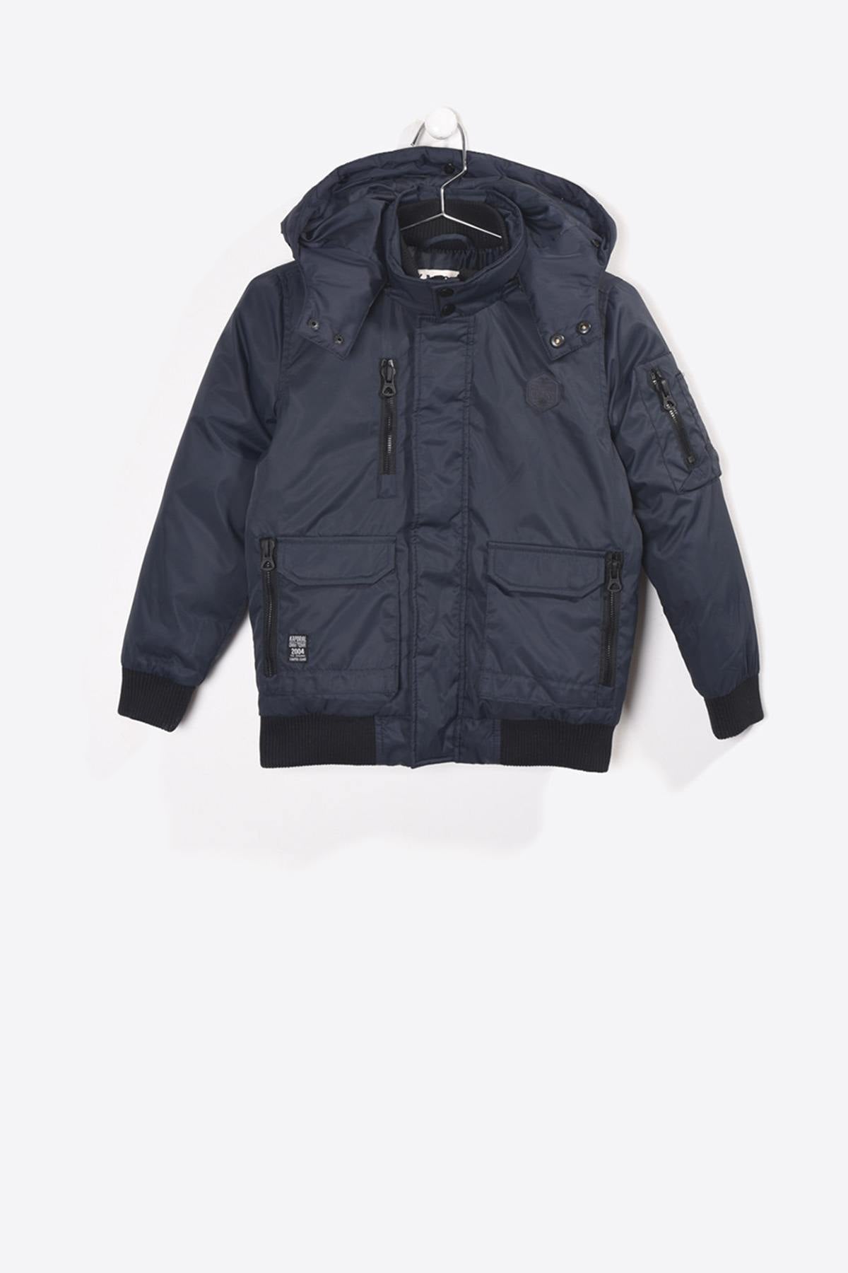  Boys' warm navy blue hooded jacket - Image n°1