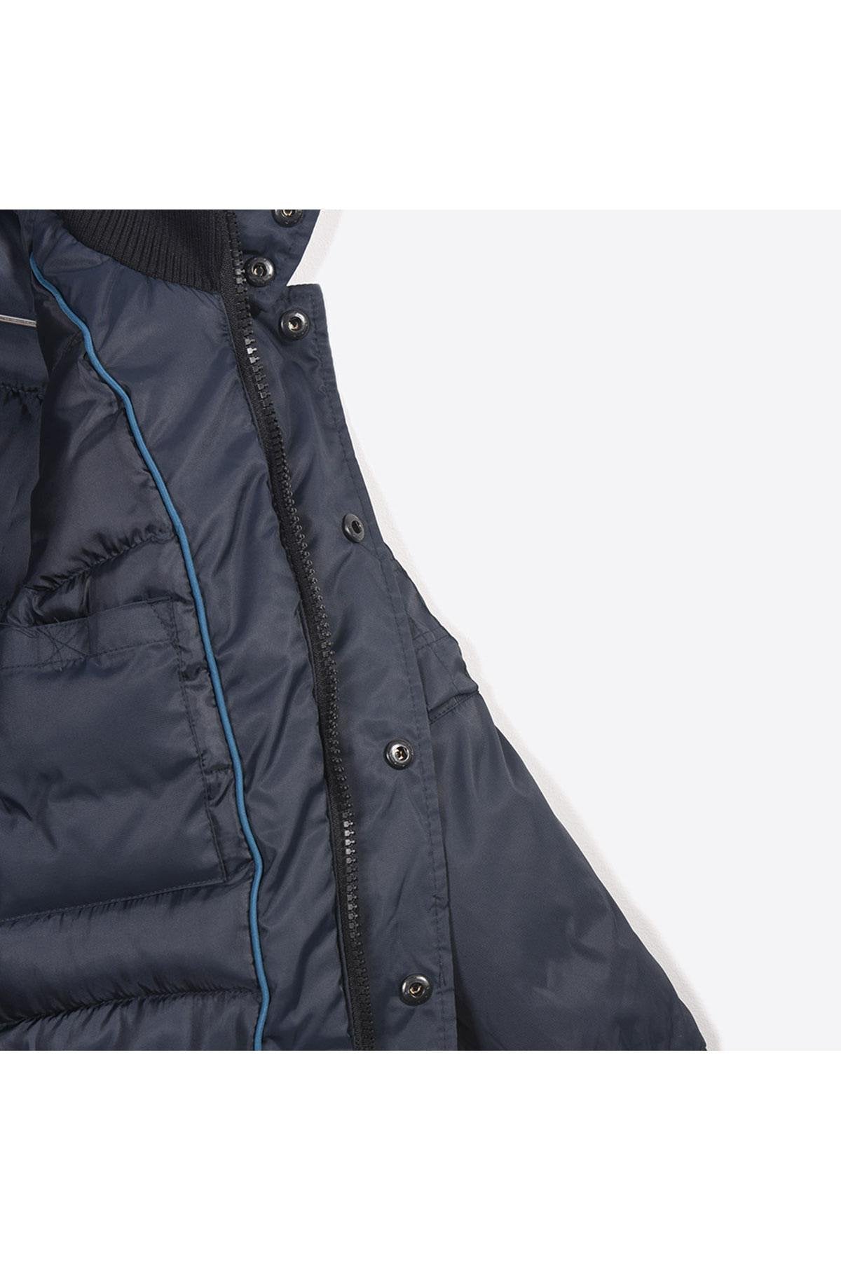  Boys' warm navy blue hooded jacket - Image n°6