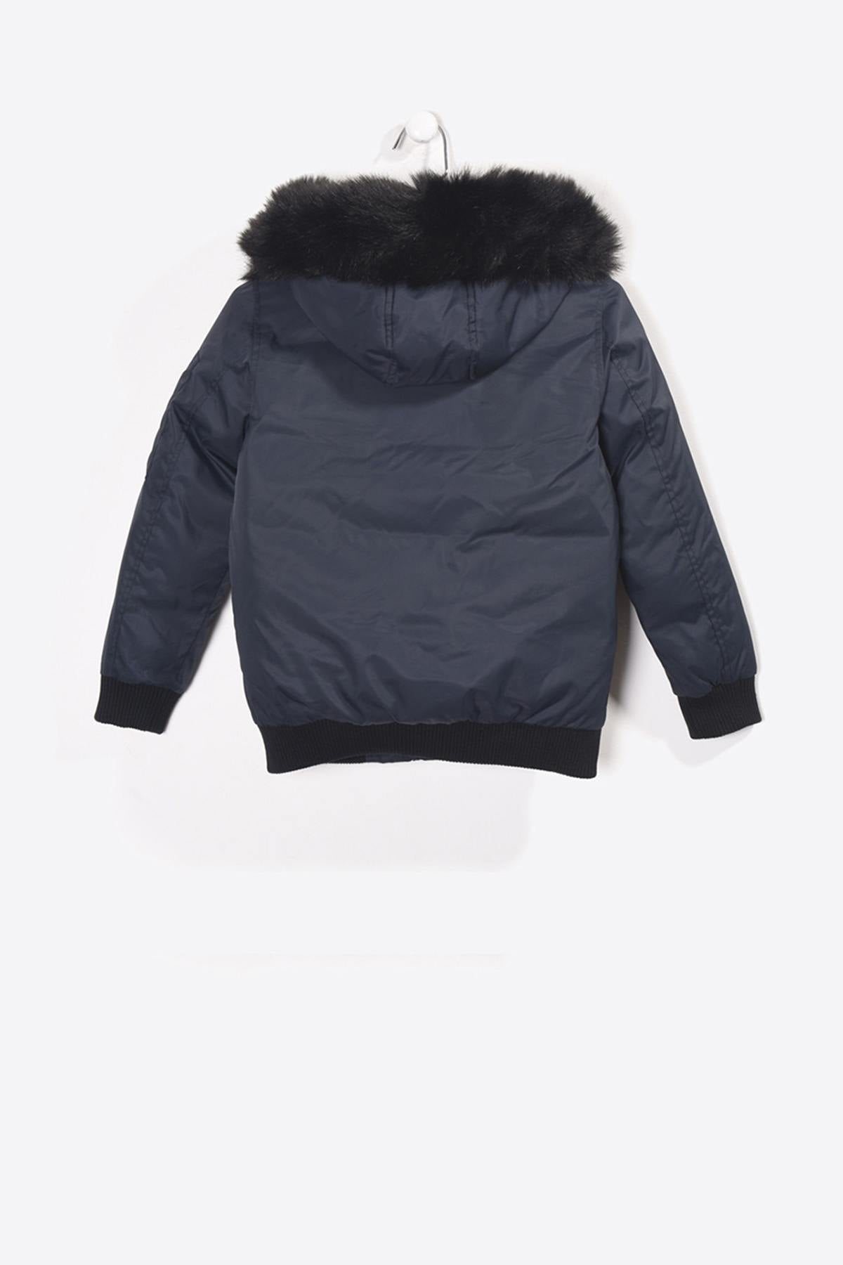  Boys' warm navy blue hooded jacket - Image n°3