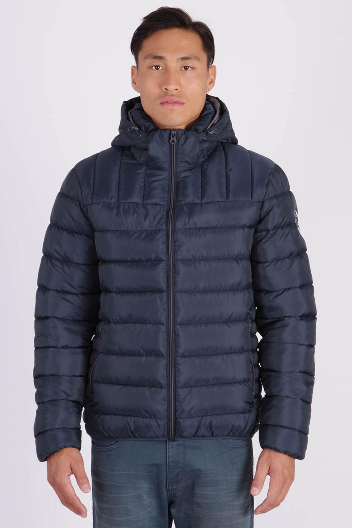  Men's fitted navy blue down jacket - Image n°1