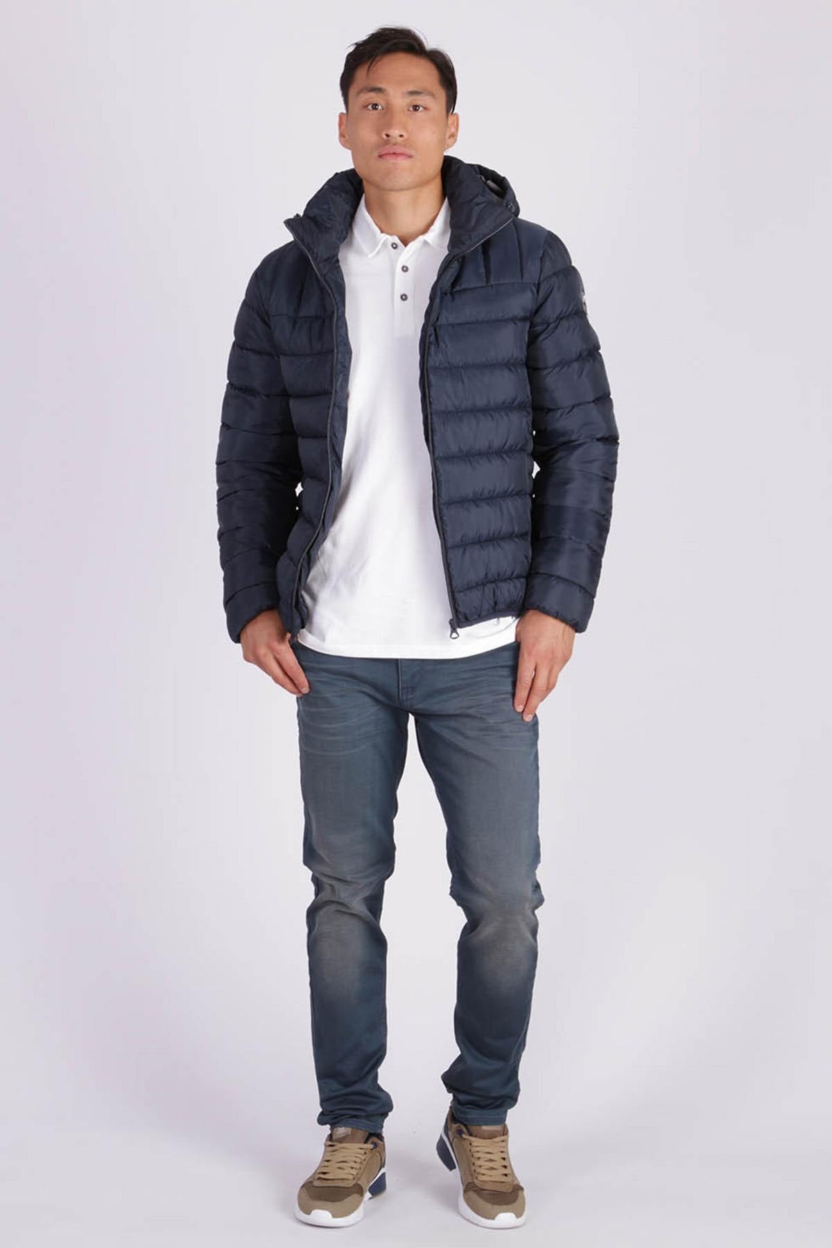  Men's fitted navy blue down jacket - Image n°3