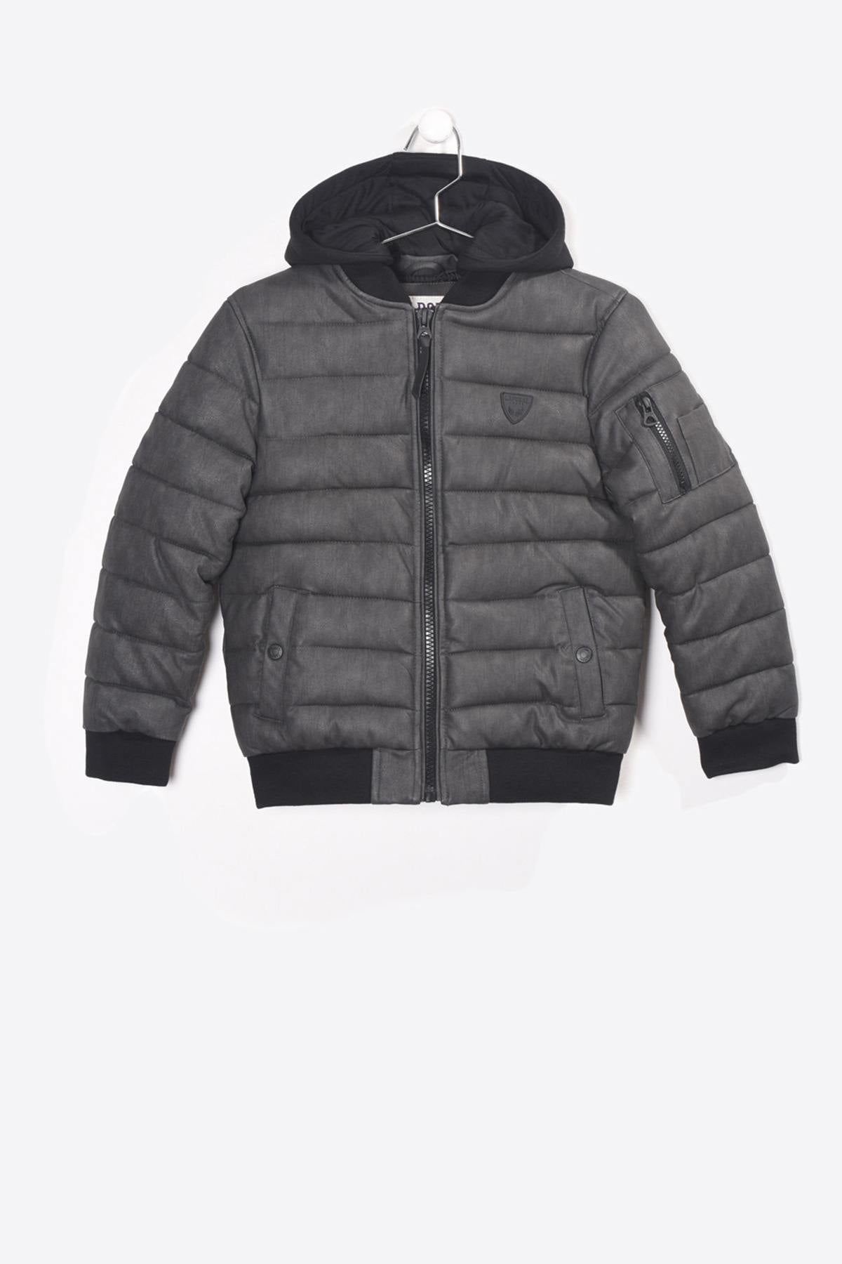 Boys' black removable hooded jacket - Image n°2