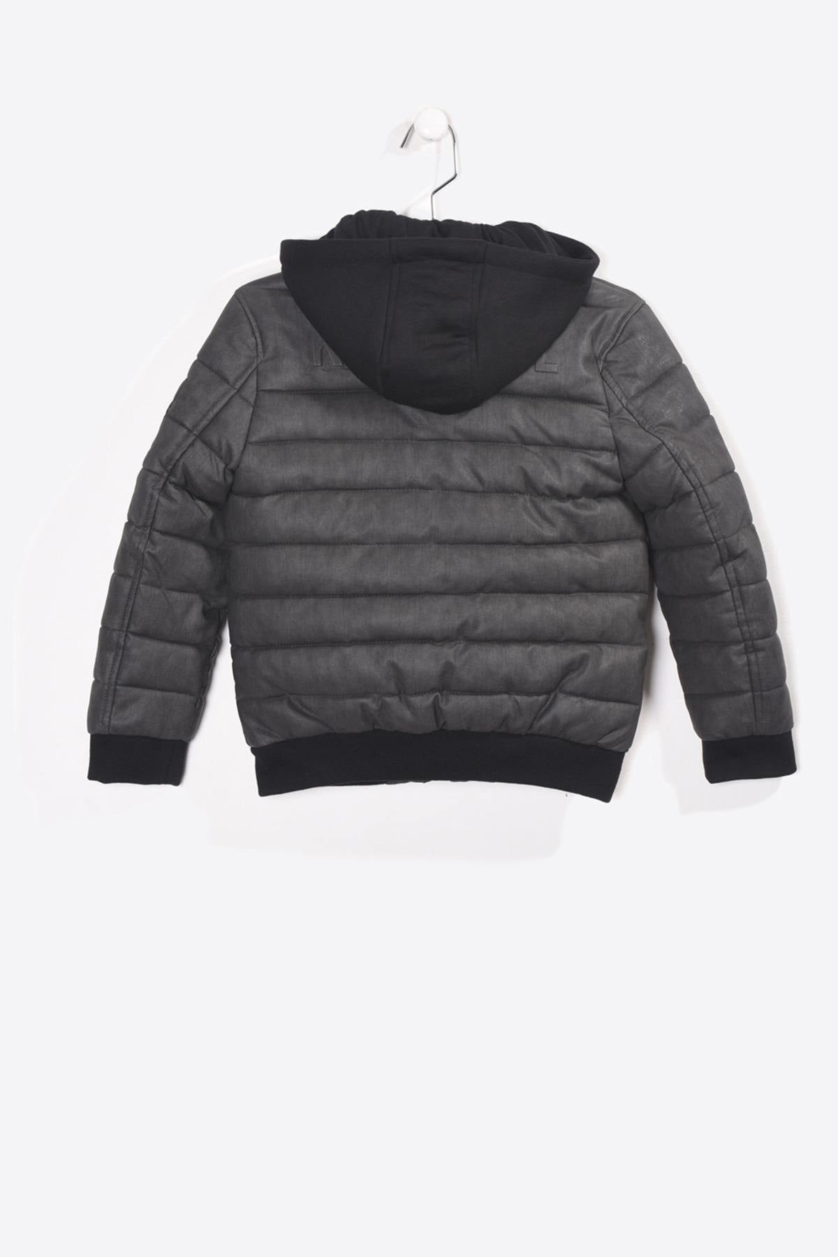 Boys' black removable hooded jacket - Image n°3