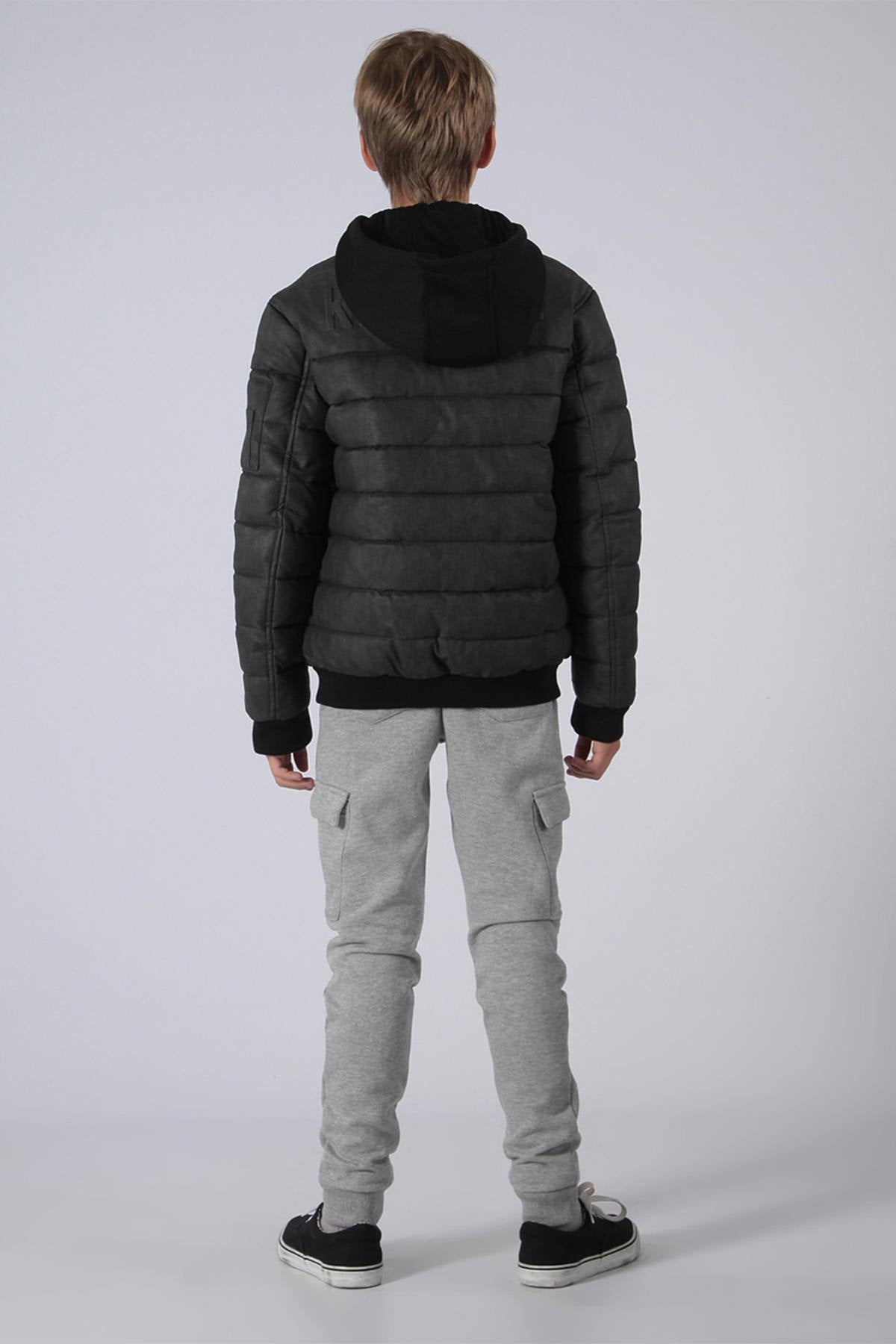 Boys' black removable hooded jacket - Image n°7