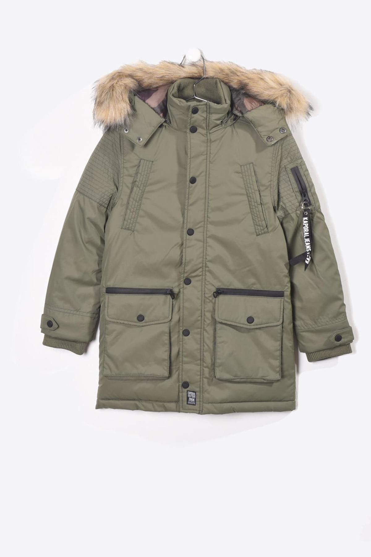 Boy's army parka with hood - Image n°1