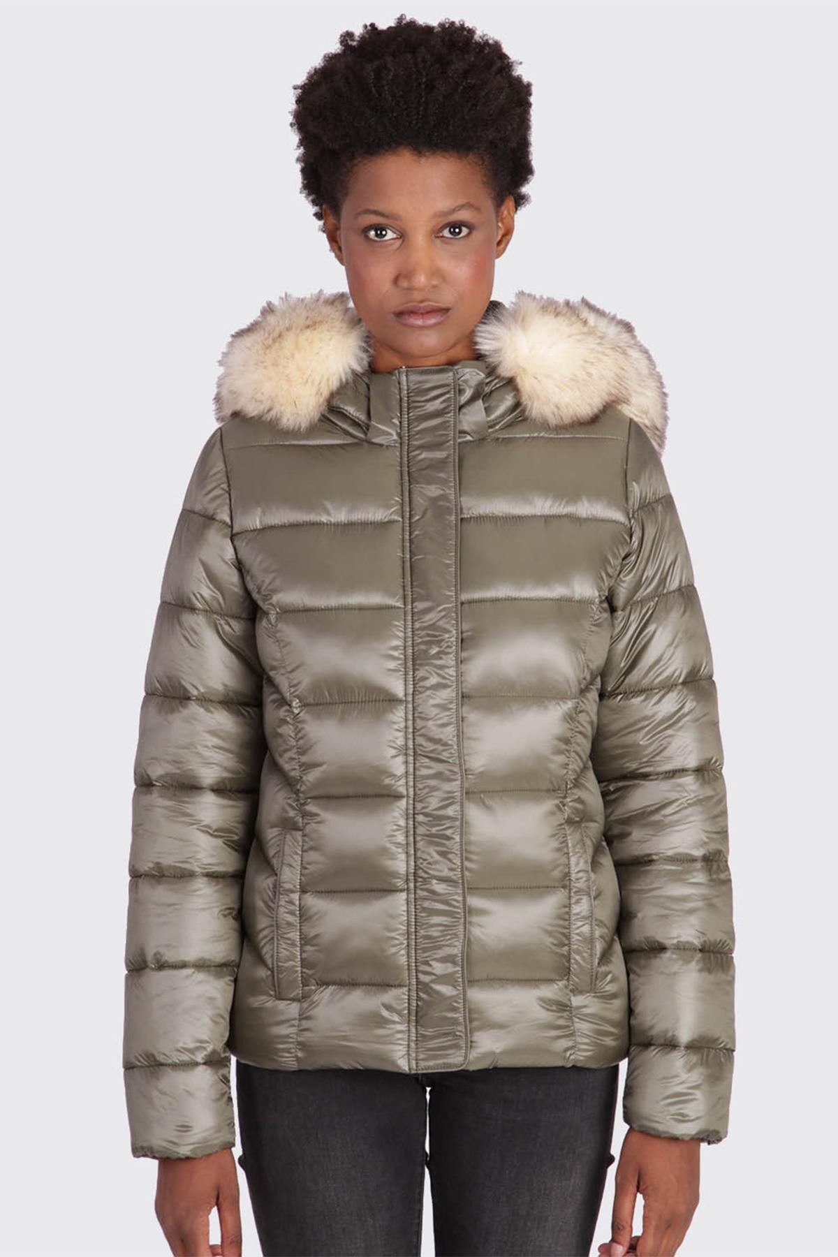 Down jacket with acrylic fur collar - Image n°1