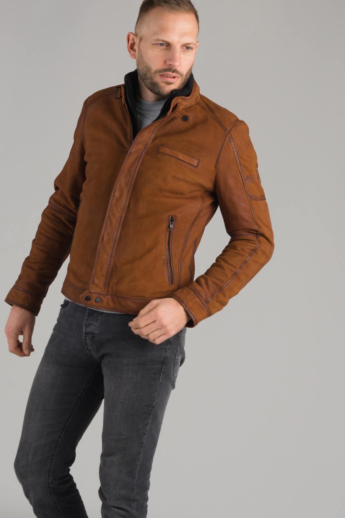 Nubuck sheepskin leather jacket - Image n°2