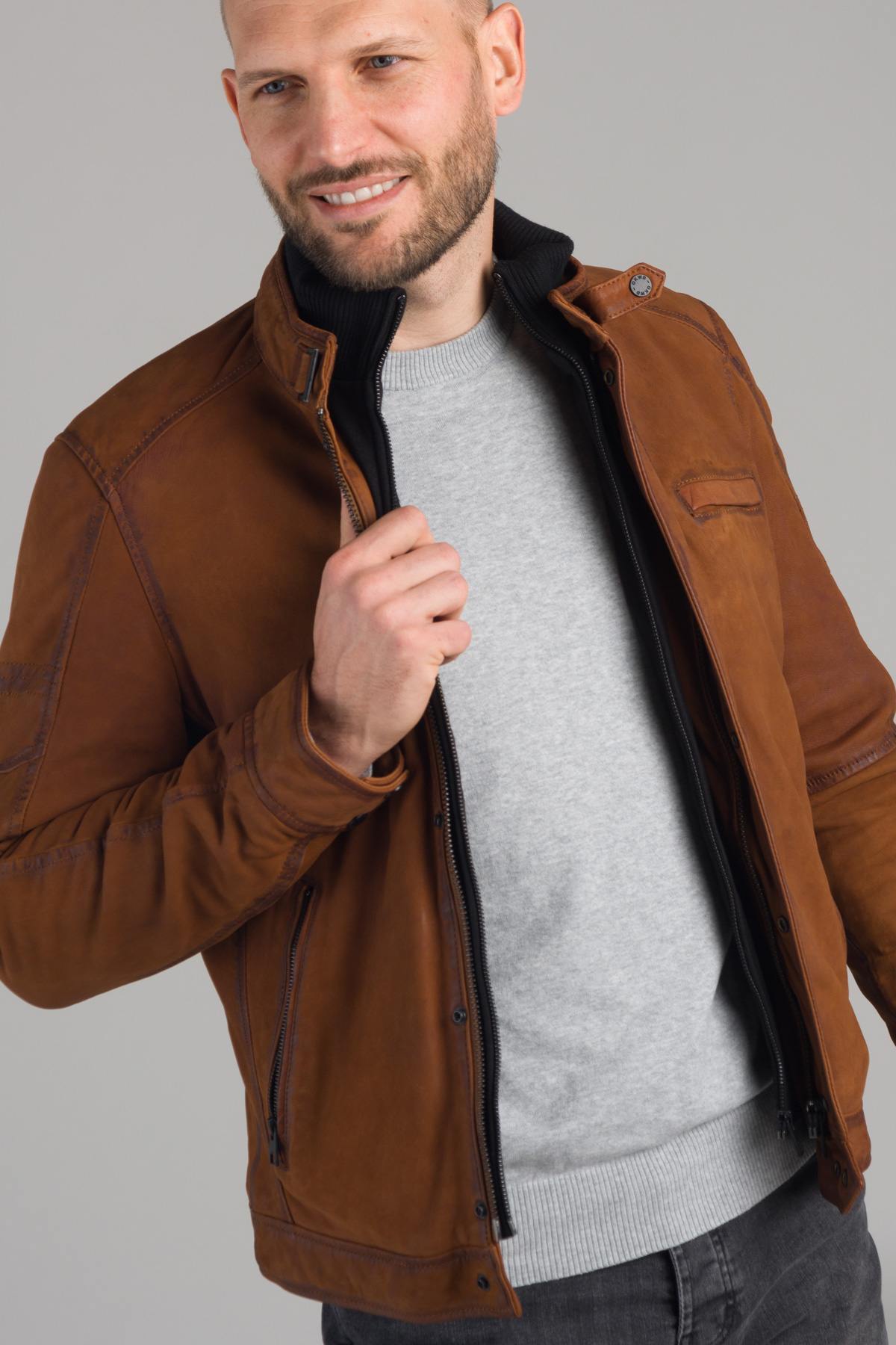 Nubuck sheepskin leather jacket - Image n°3