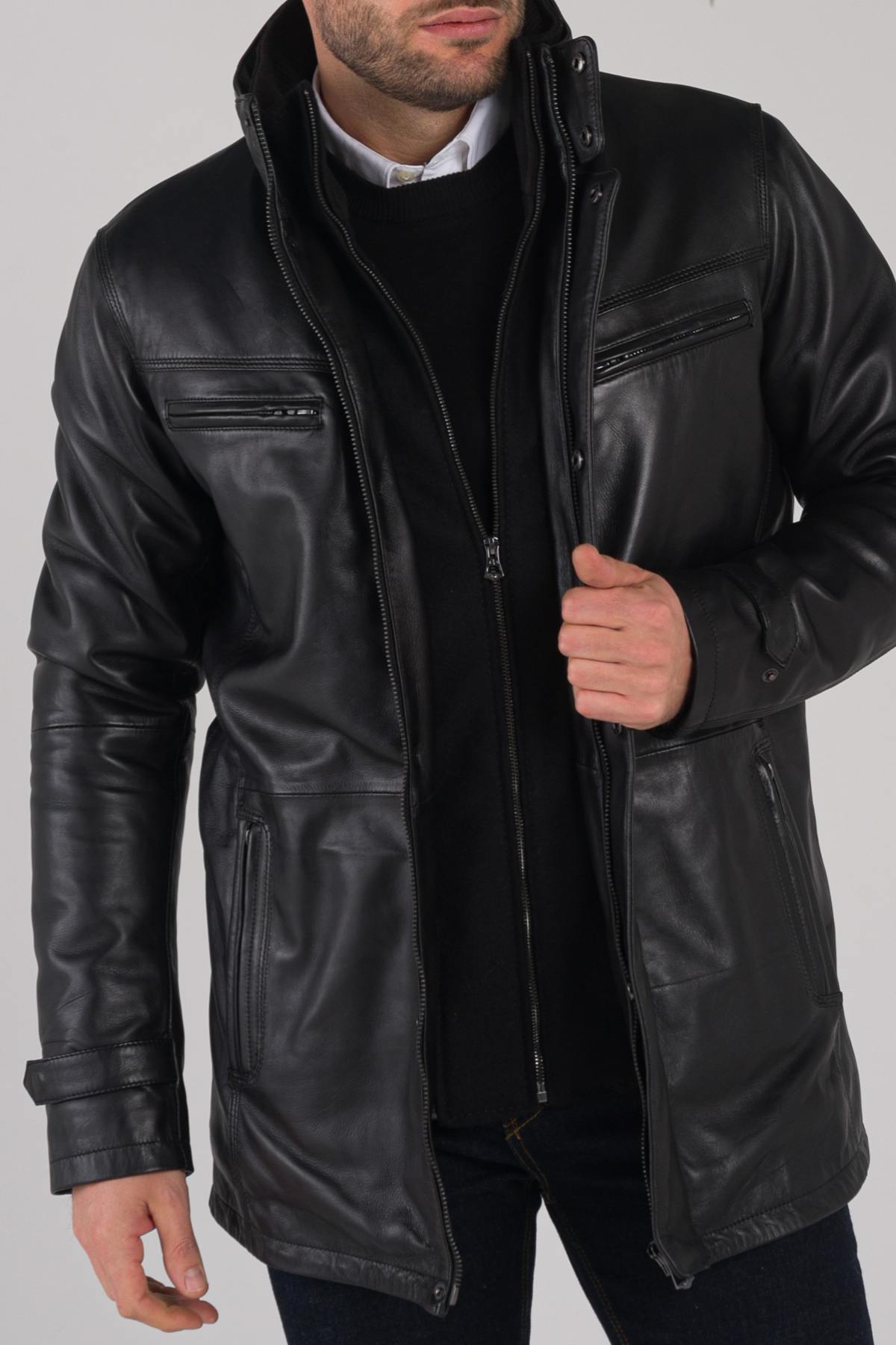 Classic black leather jacket - Image n°3