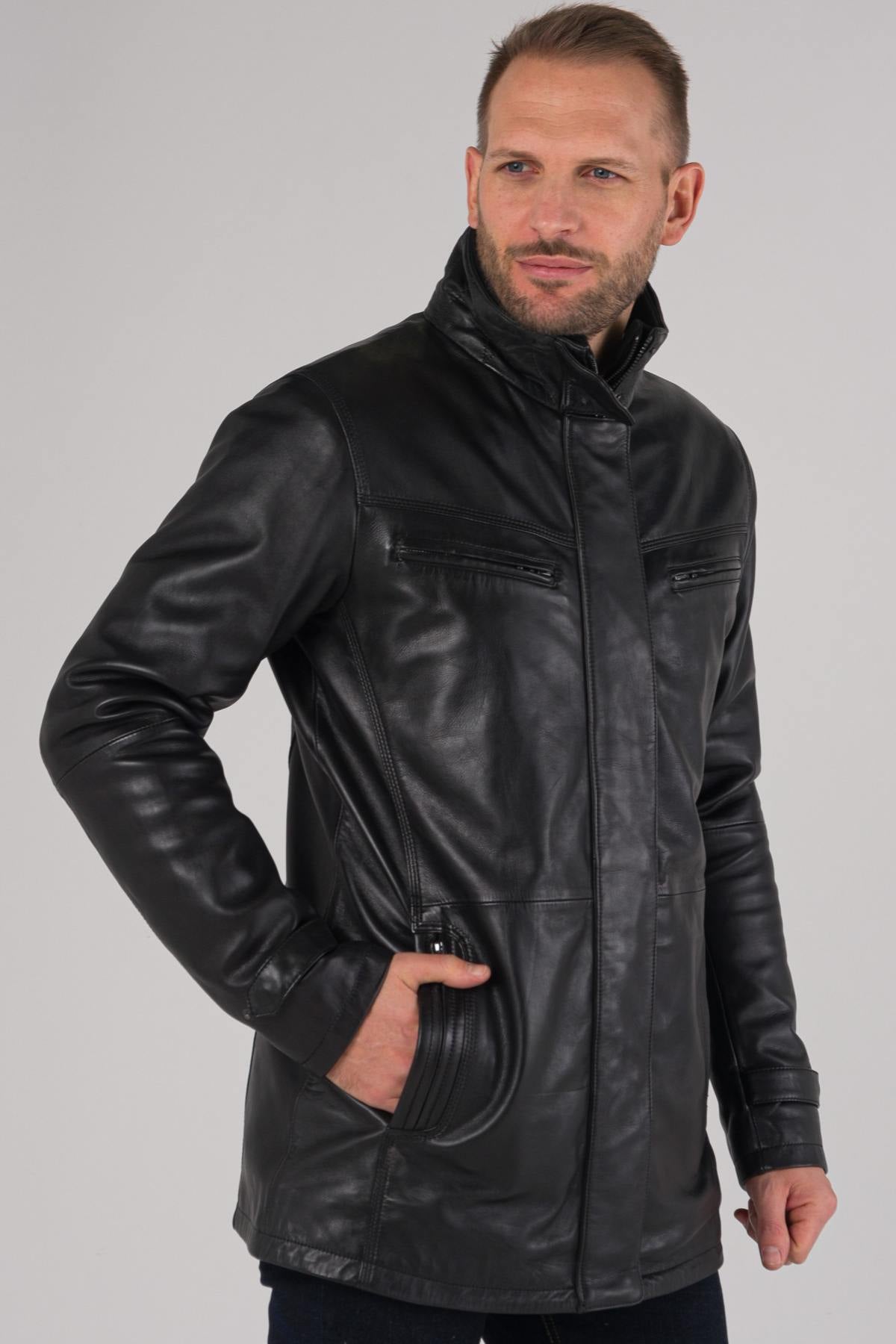 Classic black leather jacket - Image n°4