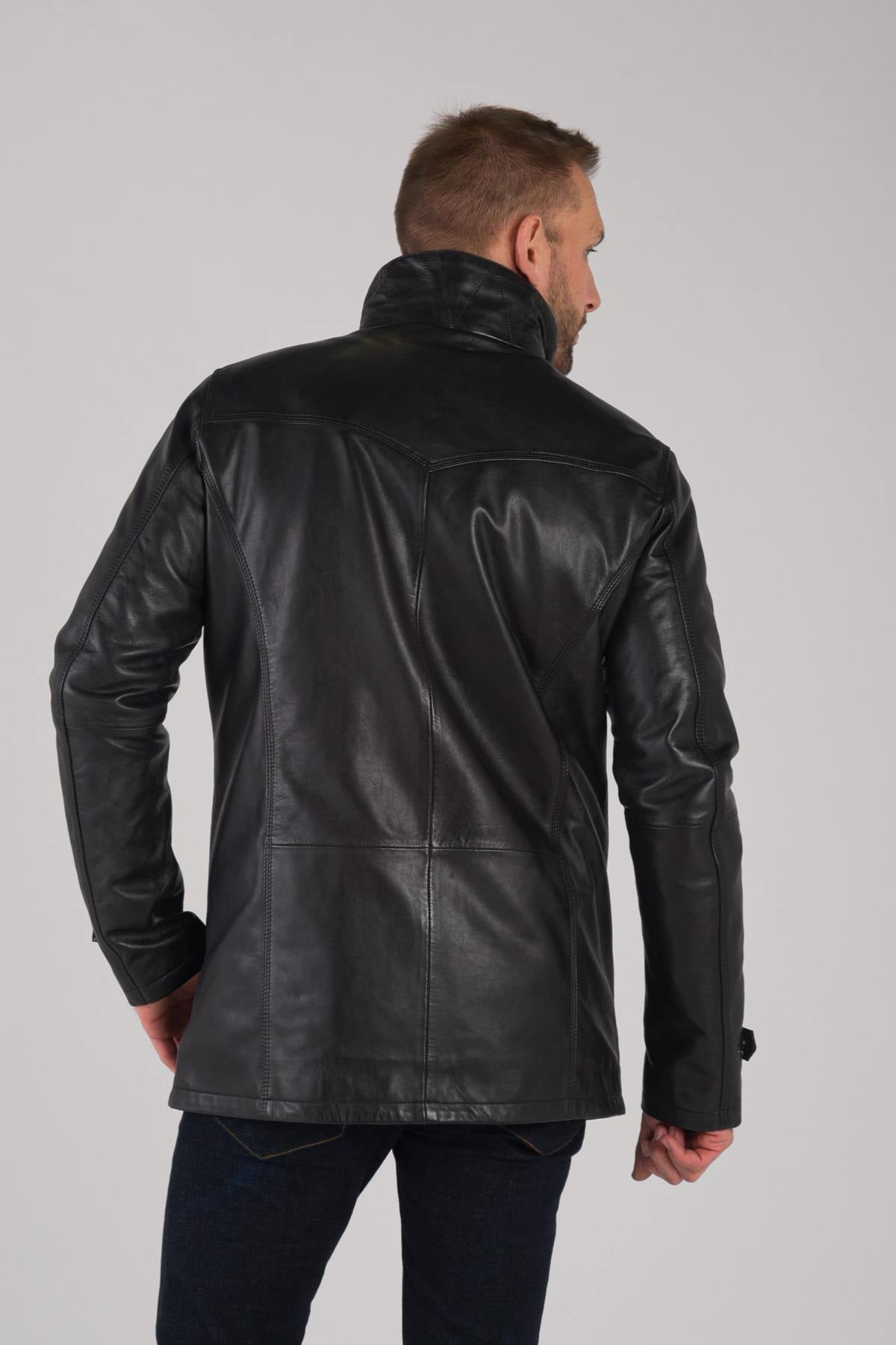 Classic black leather jacket - Image n°5